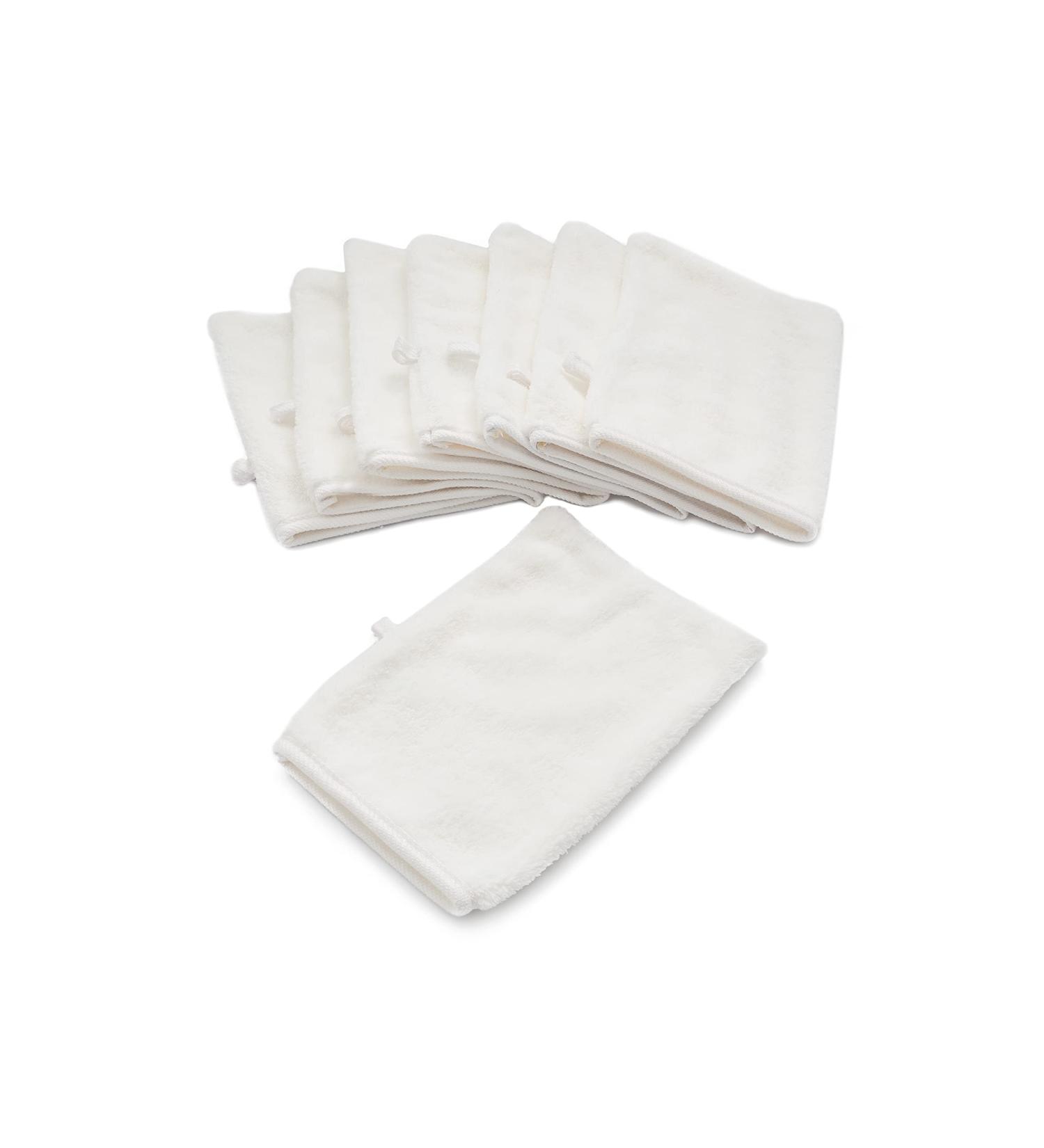 YSN Home Collection Fluffy Microfiber Wash Mitts & Washcloths - 8 Pack 16x21cm White | Premium Quality for Home & Spa - Buy Online on GoSupps.com