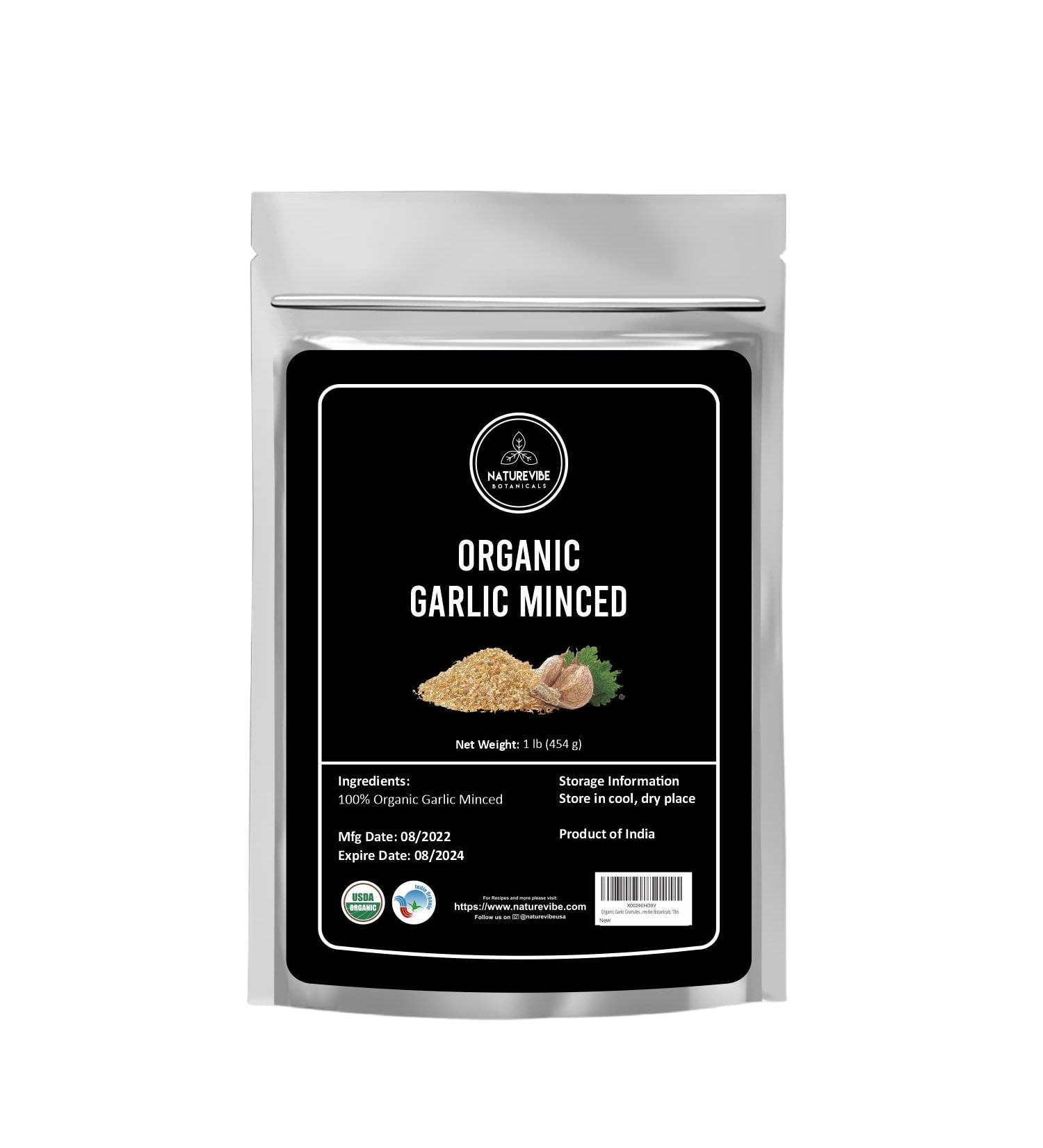 Naturevibe Botanicals Organic Garlic Minced 1lb - Non-GMO, Gluten Free (16 oz) - Buy Online on GoSupps.com