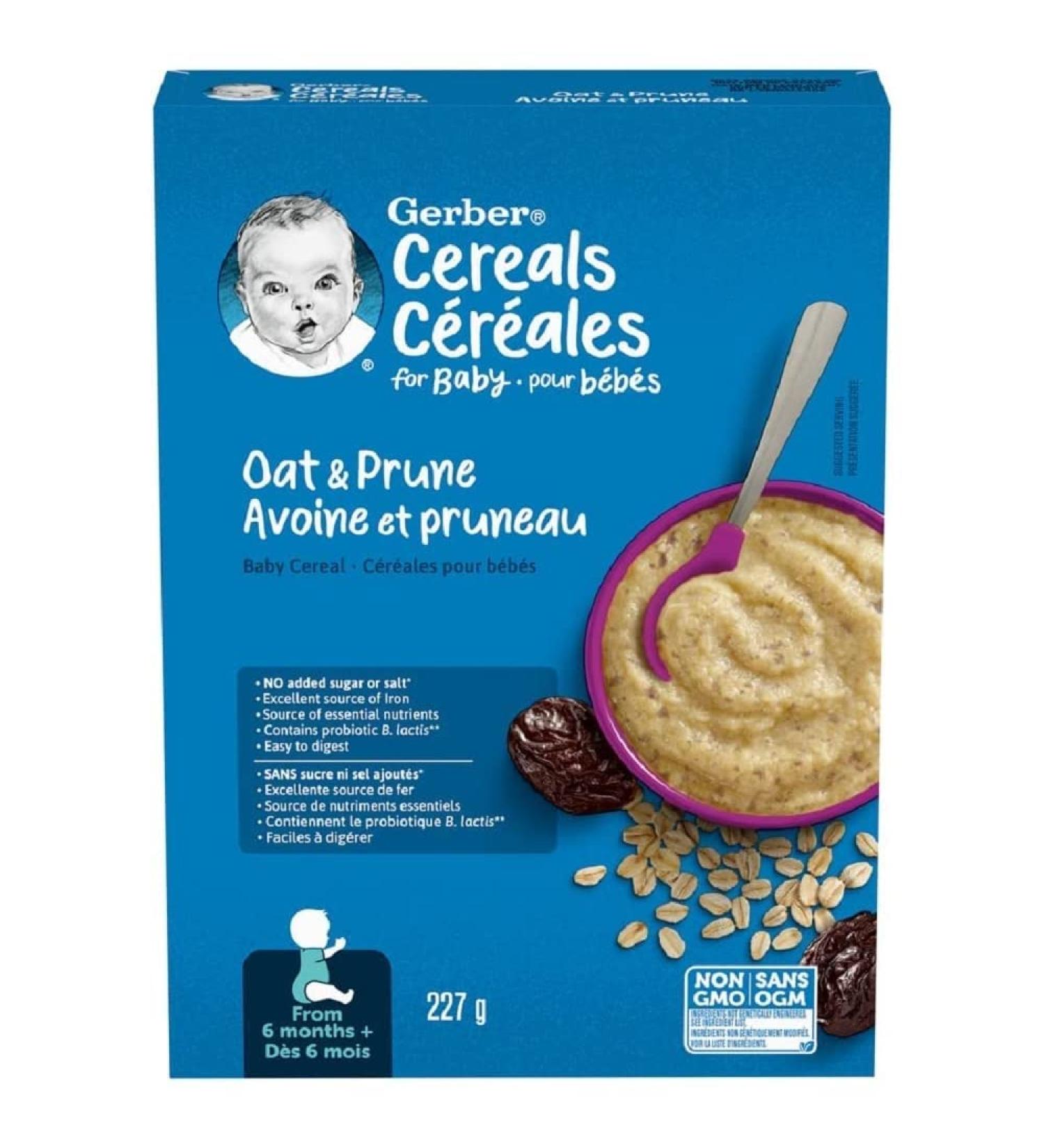 GERBER CEREAL Stage 2 - Oat and Prune Baby Food Cereal 6+ months 227 g 6 Pack - PACKAGING MAY VARY - Buy Online on GoSupps.com