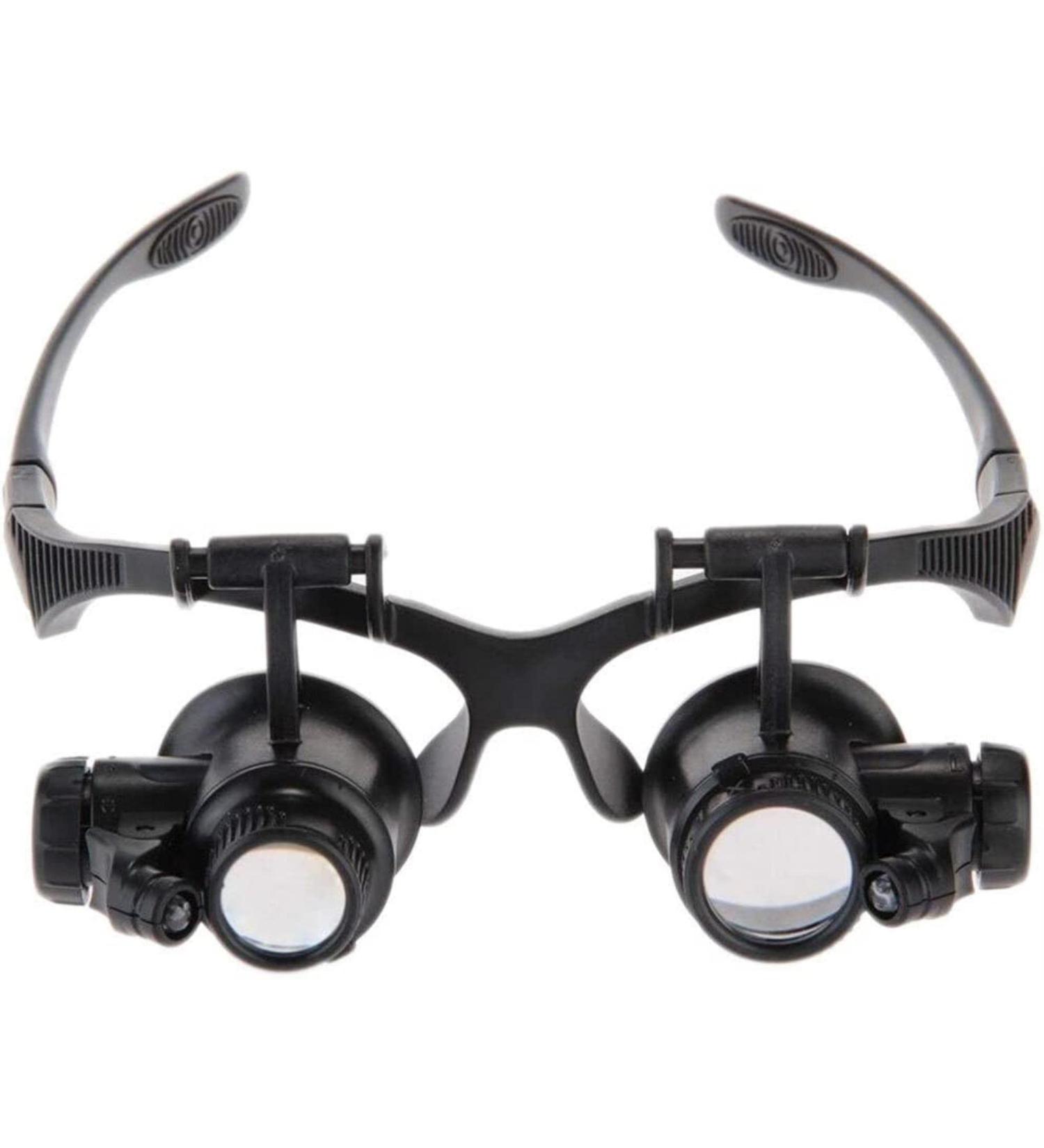 LED Head-Mounted Magnifying 10X 15X 20X 25X Eye Watch Repair Magnifier Glasses with 2 LED Lights (Color : Black) (Black) Full of Stars - Buy Online on GoSupps.com