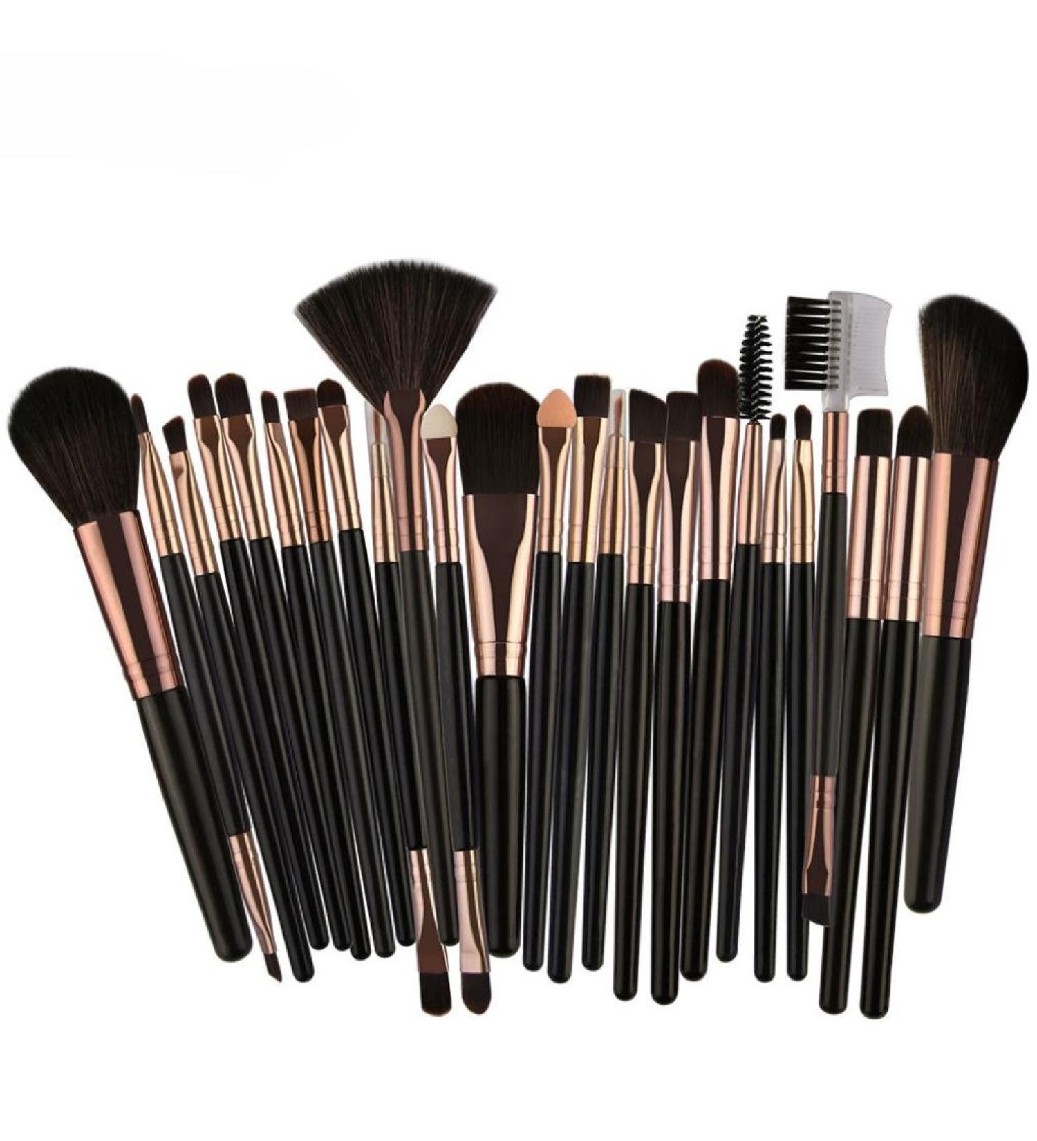 Detoper 25-Piece Makeup Brush Set - Facial Eye and Lip Brushes for Flawless Application - Premium Black Collection - Buy Online on GoSupps.com