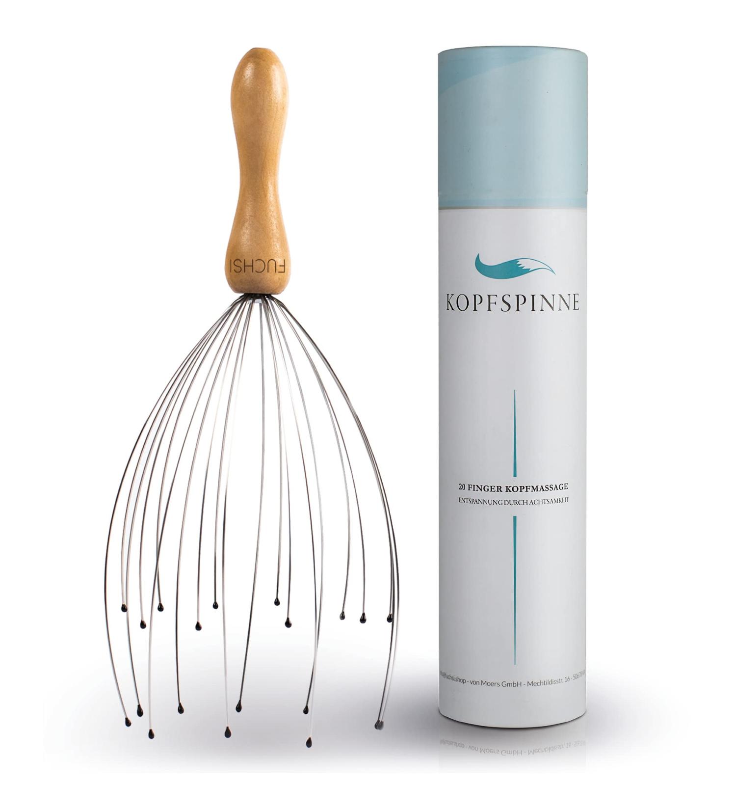 Fuchsi Head Spider Massager | High-Quality Wooden Handle | 20 Soft Metal Sensors for Ultimate Relaxation - Buy Online on GoSupps.com