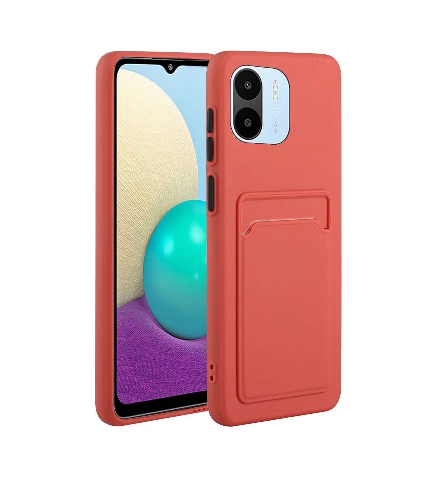 Tivenfezk Nadoli Ultra Thin Silicone Case for Xiaomi Redmi A1 | Shockproof Scratch-Resistant Wallet Cover with Credit Card Holder - Plum Red - Buy Online on GoSupps.com