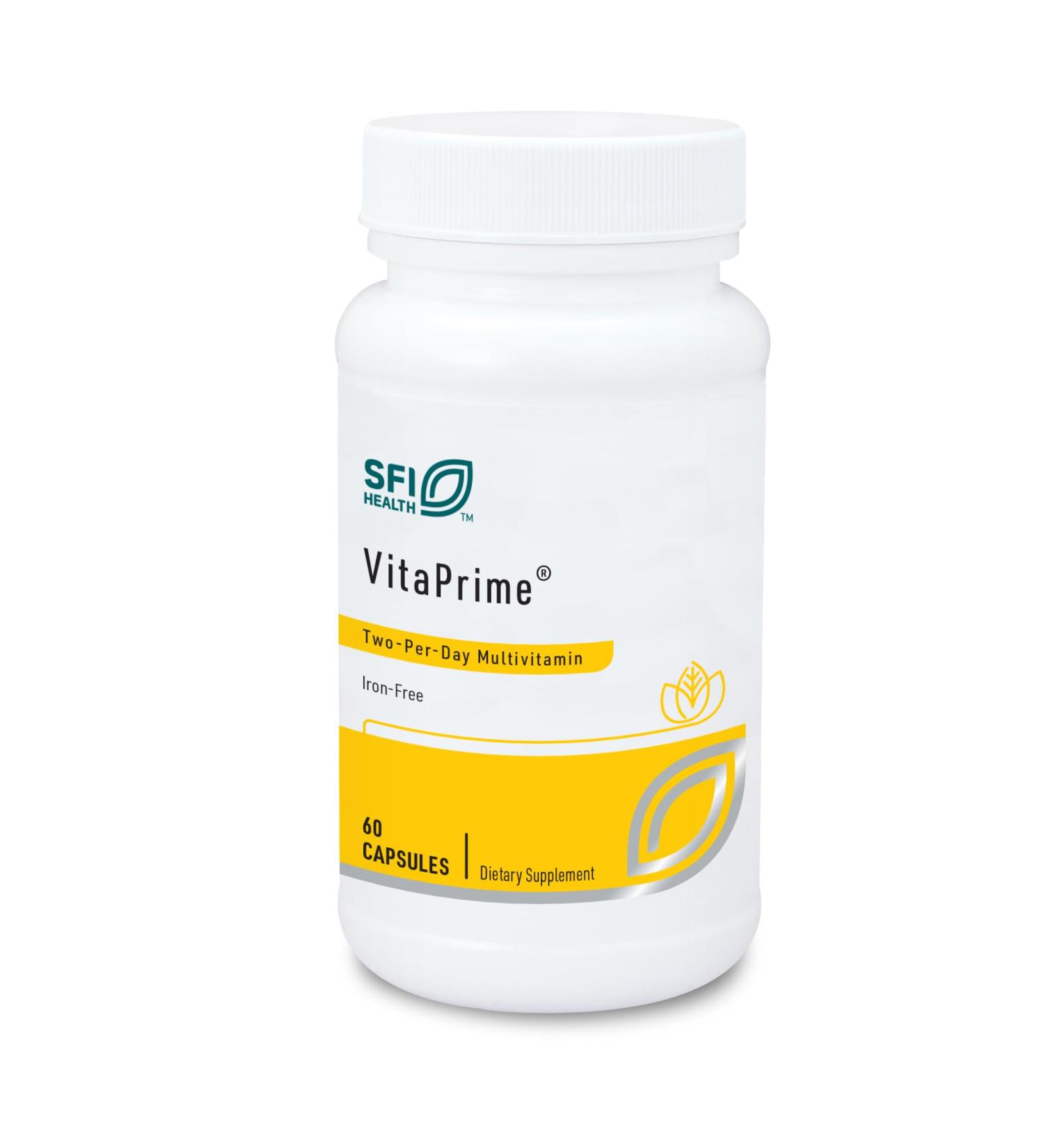 Klaire Labs SFI Health VitaPrime - Iron Free Multivitamin for Women & Men - Promote Immune Function & Support Nutritional Gaps - Two-Per-Day Multivitamin with Methyl Folate & B12 (60 Capsules) - Buy Online on GoSupps.com