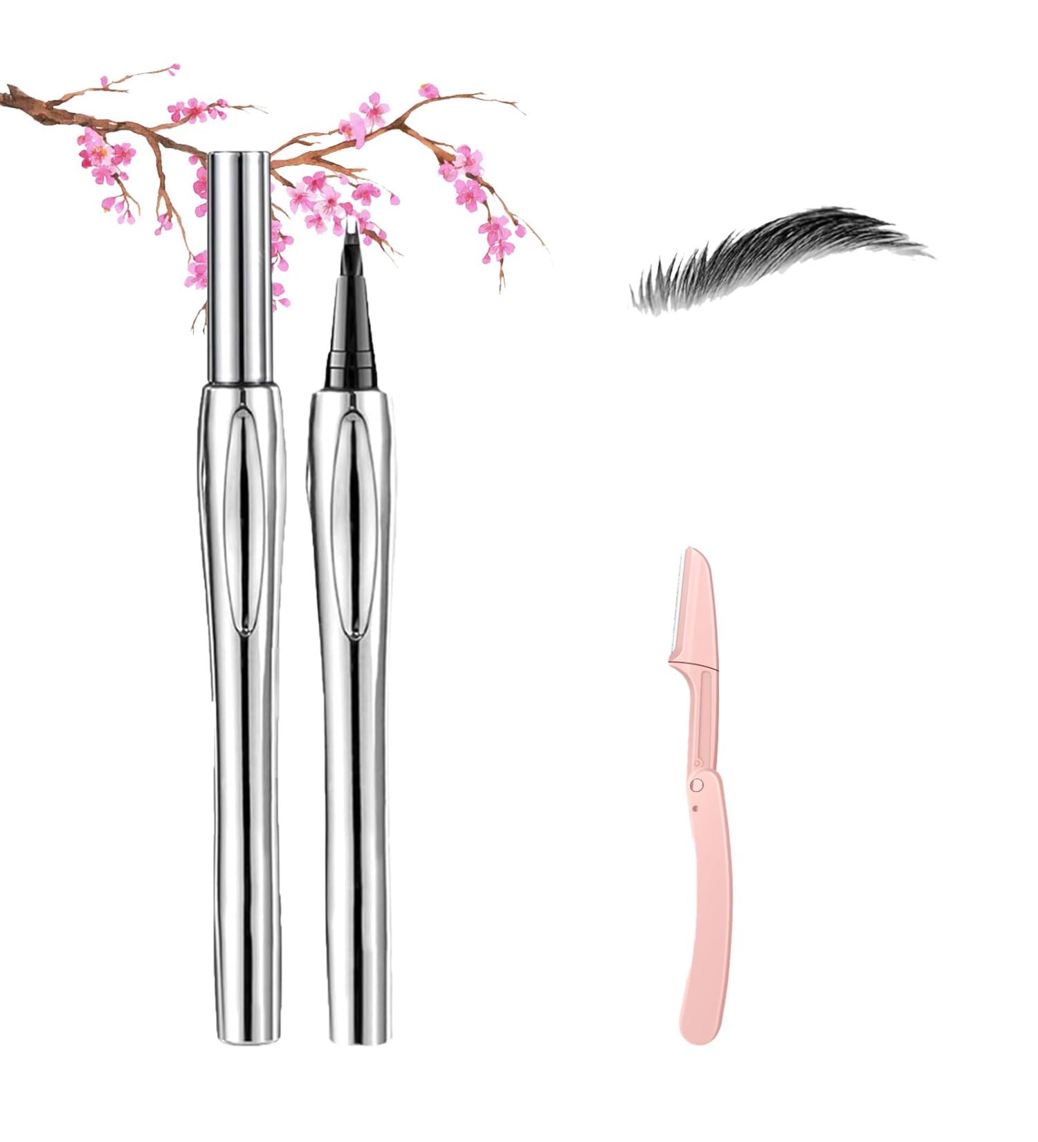 Cooklesa Eyebrow Natural Waterproof Eyebrow Pen with Microfine Tip Two-pronged Eyebrow Pencil Natural Brow Eyebrow Pen (01 Black) - Buy Online on GoSupps.com