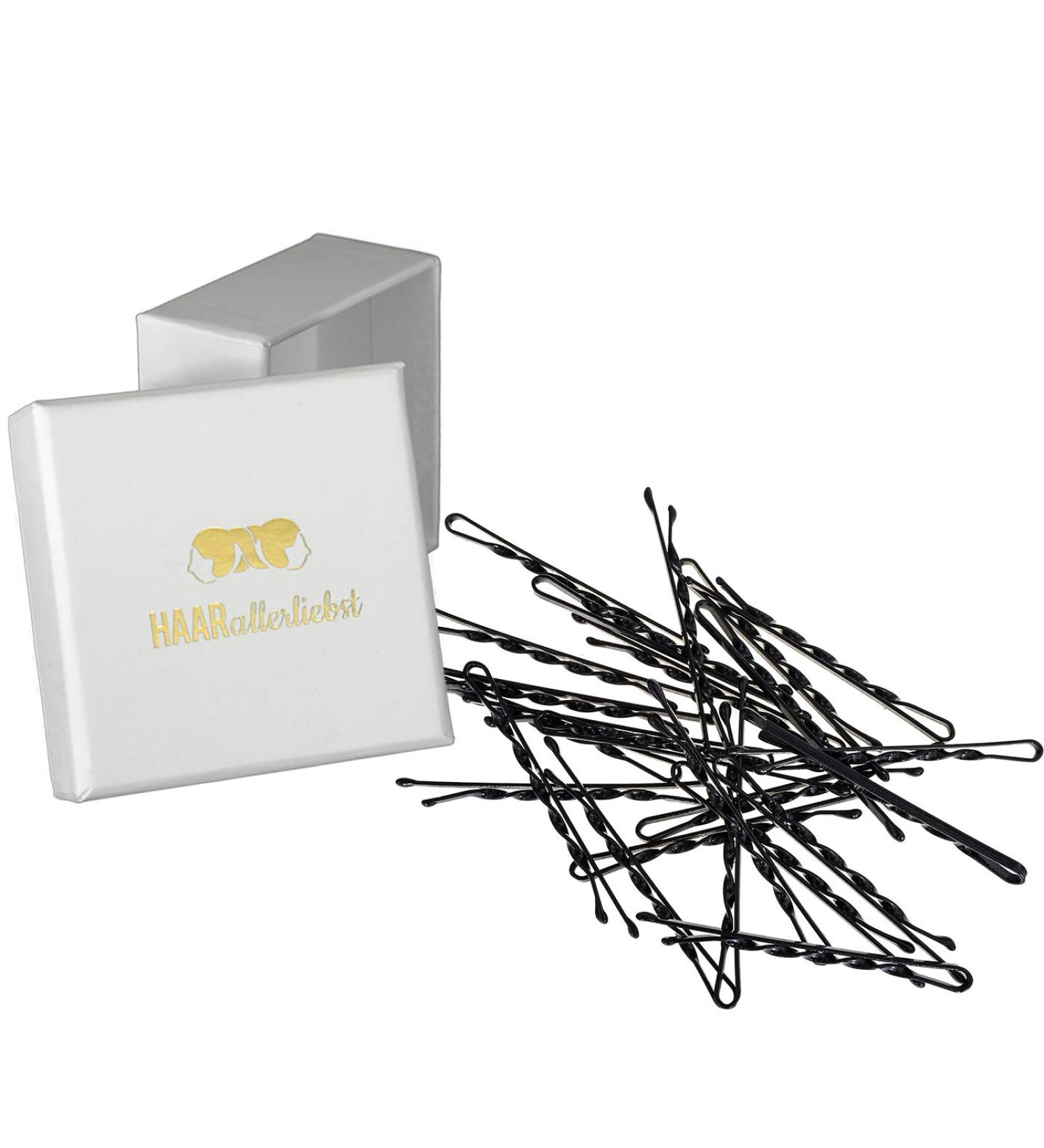HAARallerliebst Ultra Hold Hair Clips - 24 Black Twist Clips (5 cm) with White Storage Box | International Shipping Available - Buy Online on GoSupps.com