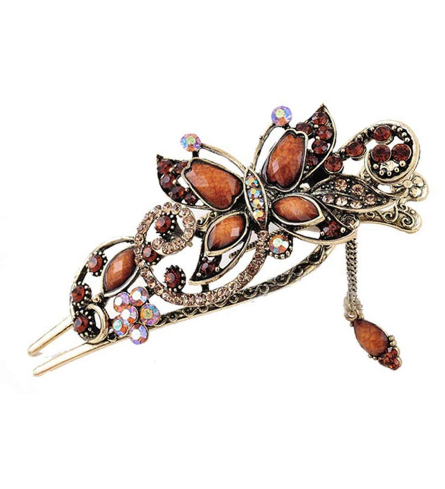 Vintage French Solustre Metal Duck Beak Hair Clips - Retro Slipproof Hairpins for Women & Girls | Bronze Hair Grip - Buy Online on GoSupps.com