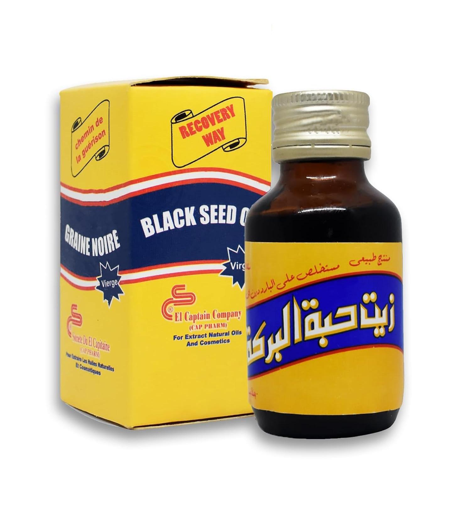 EGYPT EXPORT Pure Cold Pressed Black Seed Oil ElCaptain Al Captain Pure Natural Raw Nigella Sativa Halal (2.11 oz/60 ml) - Buy Online on GoSupps.com