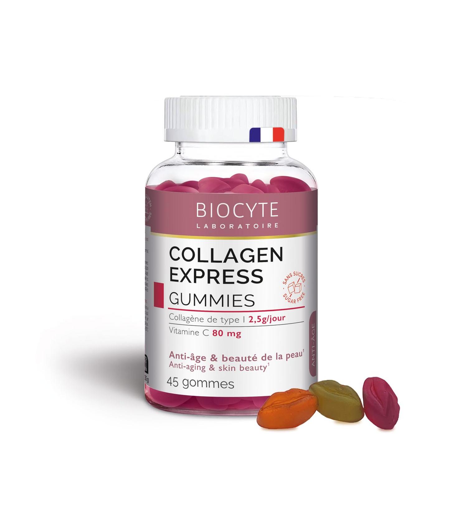 BIOCYTE - Collagen Express Gummies - Anti-Aging and Youth Skin Supplement - Hydrolyzate Collagen and Vitamin C - 45 Gums - 15 days taken - Buy Online on GoSupps.com