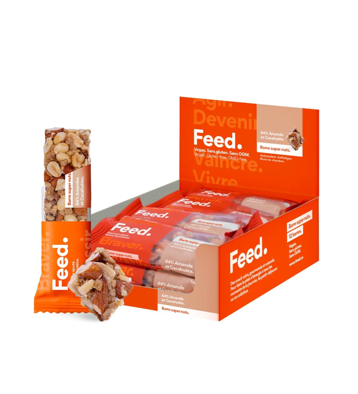 Keto slimming bars Feed. | 64% almonds and peanuts Nutriscore A no added sugar | Protein bars rich in omega-3 | Vegan & gluten-free | 12x40g - Buy Online on GoSupps.com
