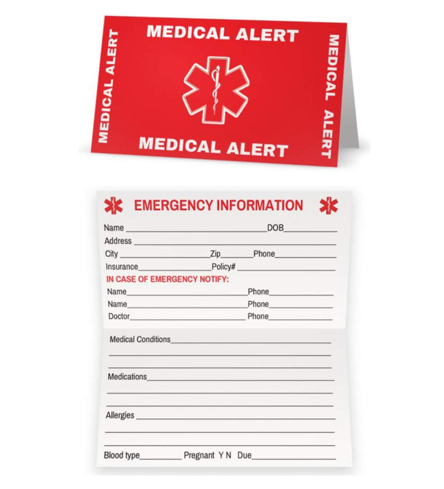 Medical Alert ID Wallet Card (5 Pack) with Emergency Contact Info for Medical Conditions - Buy Online on GoSupps.com