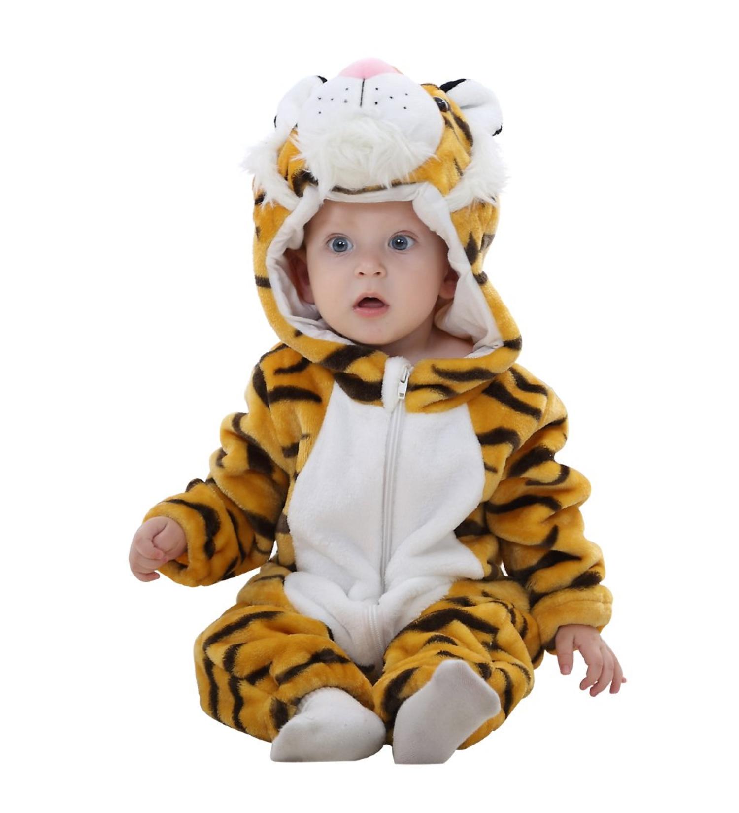 COOKY.D Unisex Winter Hooded Romper Jumpsuit 6-12 Months Tiger Print - Buy Online on GoSupps.com
