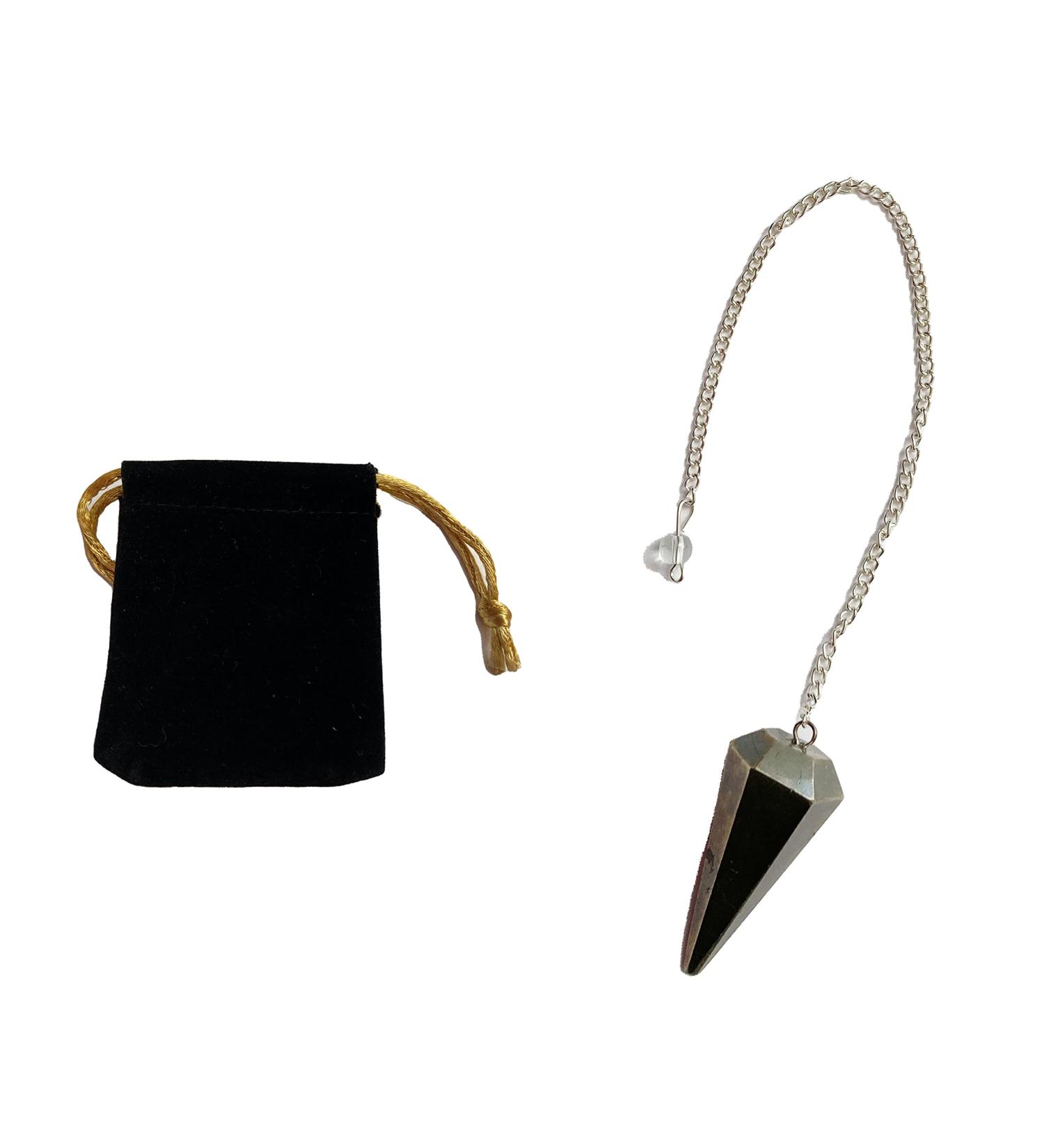 Buy Pyrite Crystal Pendulum - Hexagonal Vintage Meditation Tool for Reiki Chakra & Wicca - International Shipping Available - Buy Online on GoSupps.com