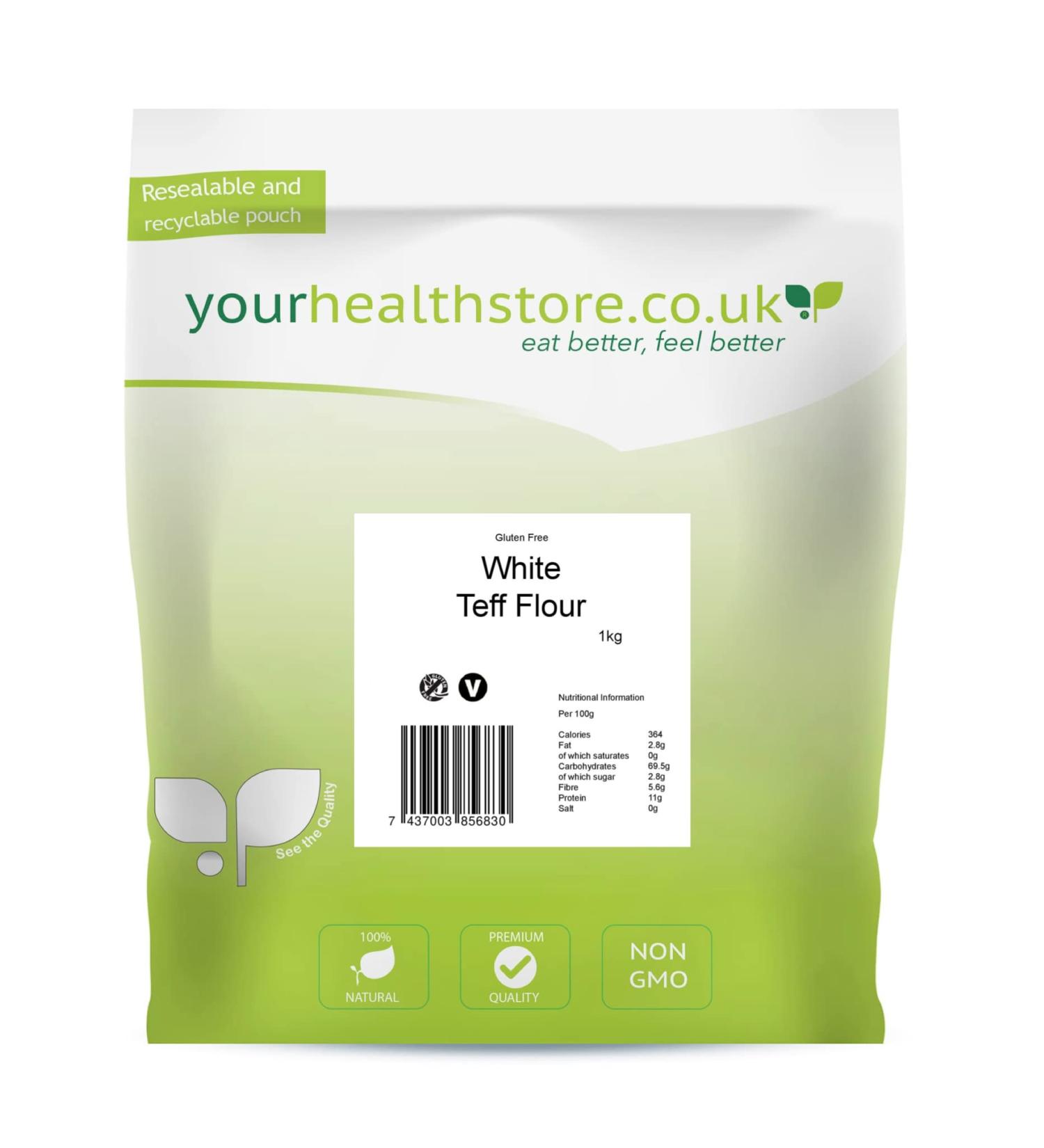 yourhealthstore Premium Gluten Free White Teff Flour off white 1 kg (Pack of 1)
