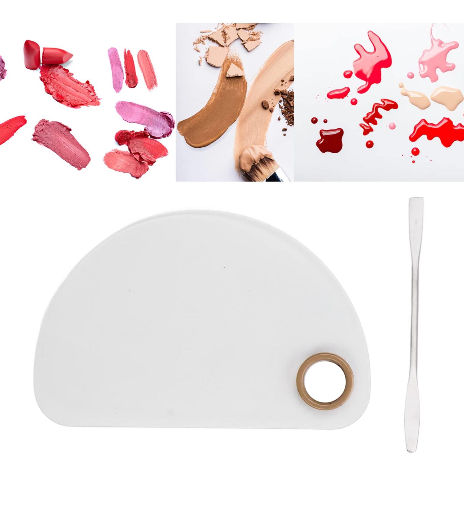 Professional Acrylic Cosmetic Mixing Palette | Semicircle Beauty Tool with Spatula for Makeup Nail Art & Eyelash Application - Buy Online on GoSupps.com