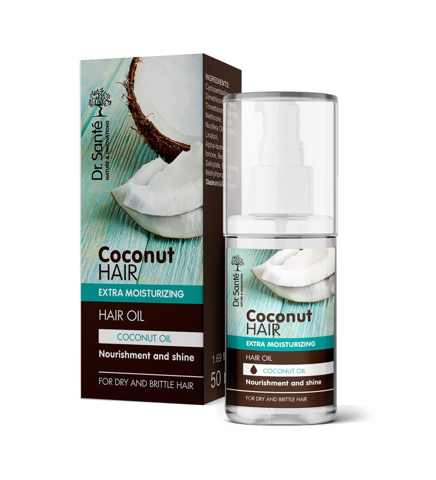 Dr. Sant Coconut Hair Oil - Moisturizing Oil for Dry & Brittle Hair | 50 ml (1.69 fl. oz) - Shop Internationally - Buy Online on GoSupps.com