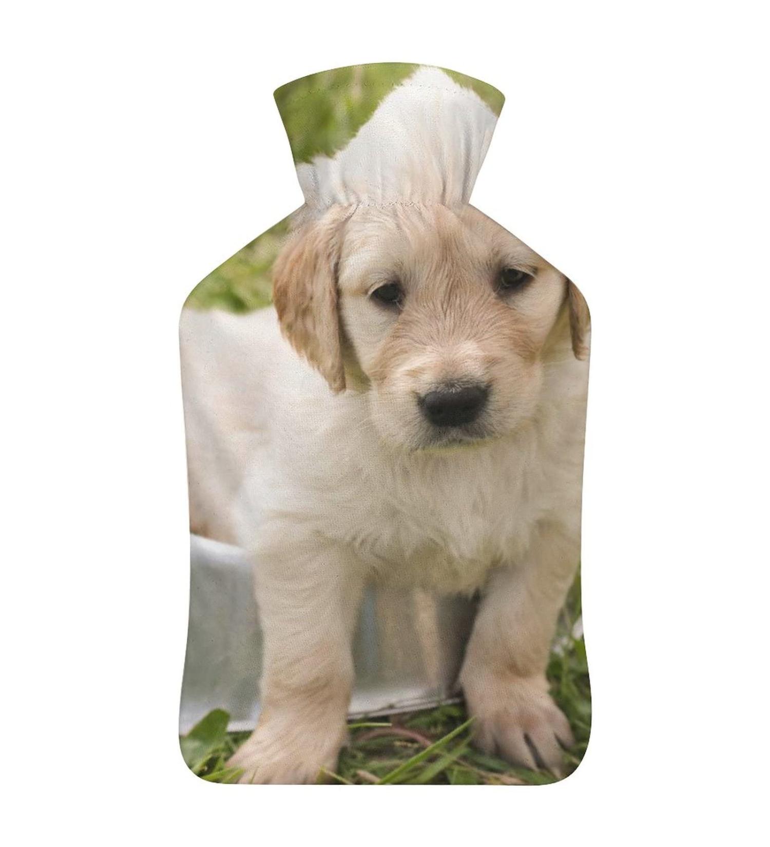 Golden Retriever Hot Water Bottle | Plush Bed Cover Hand Warmer for Adults & Kids - 26.5x15.3cm - Buy Online on GoSupps.com