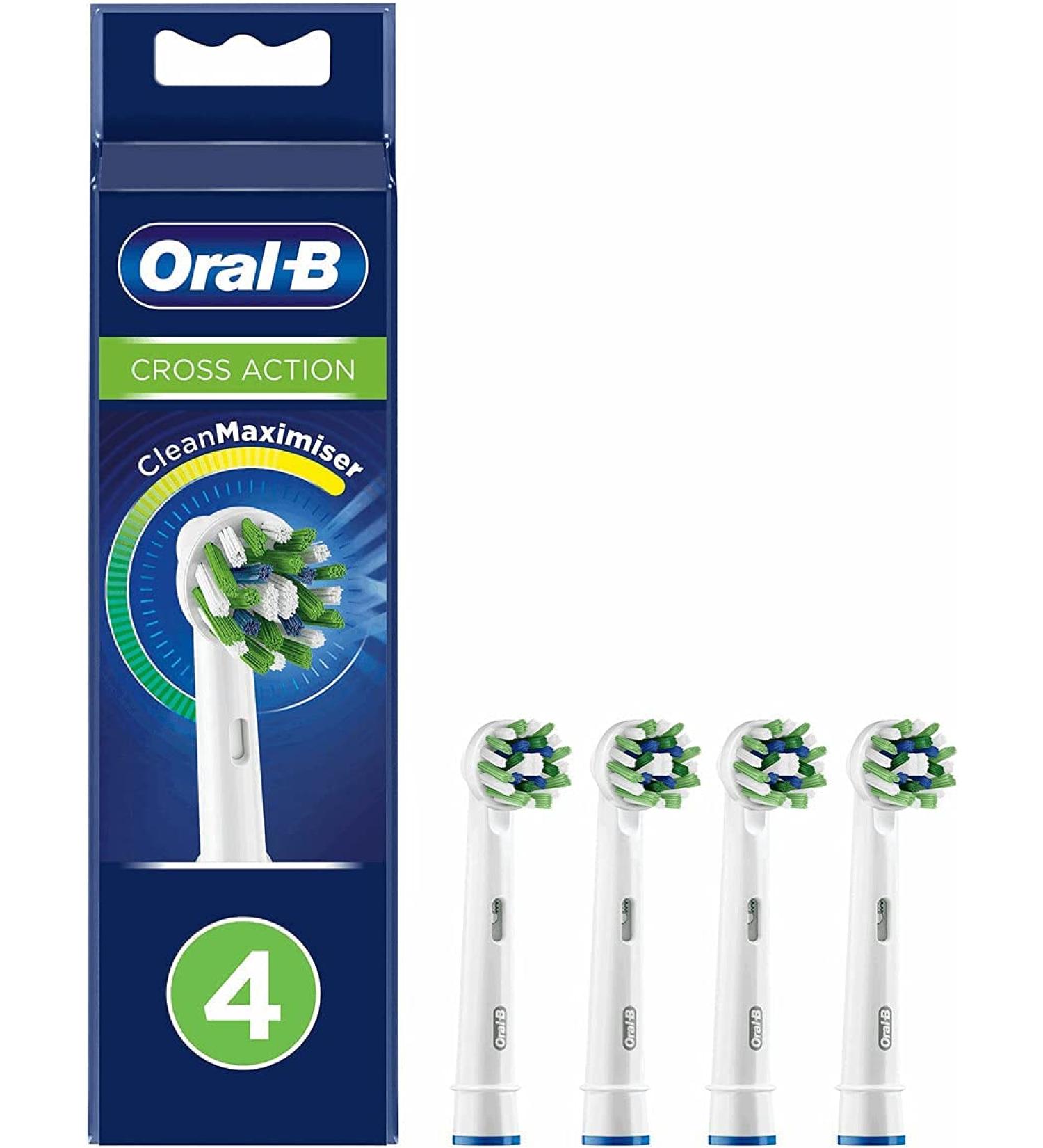 Oral-B Cross Action Electric Toothbrush Replacement Brush Heads Refill 4 Count with Clean Maximiser Technology - Buy Online on GoSupps.com
