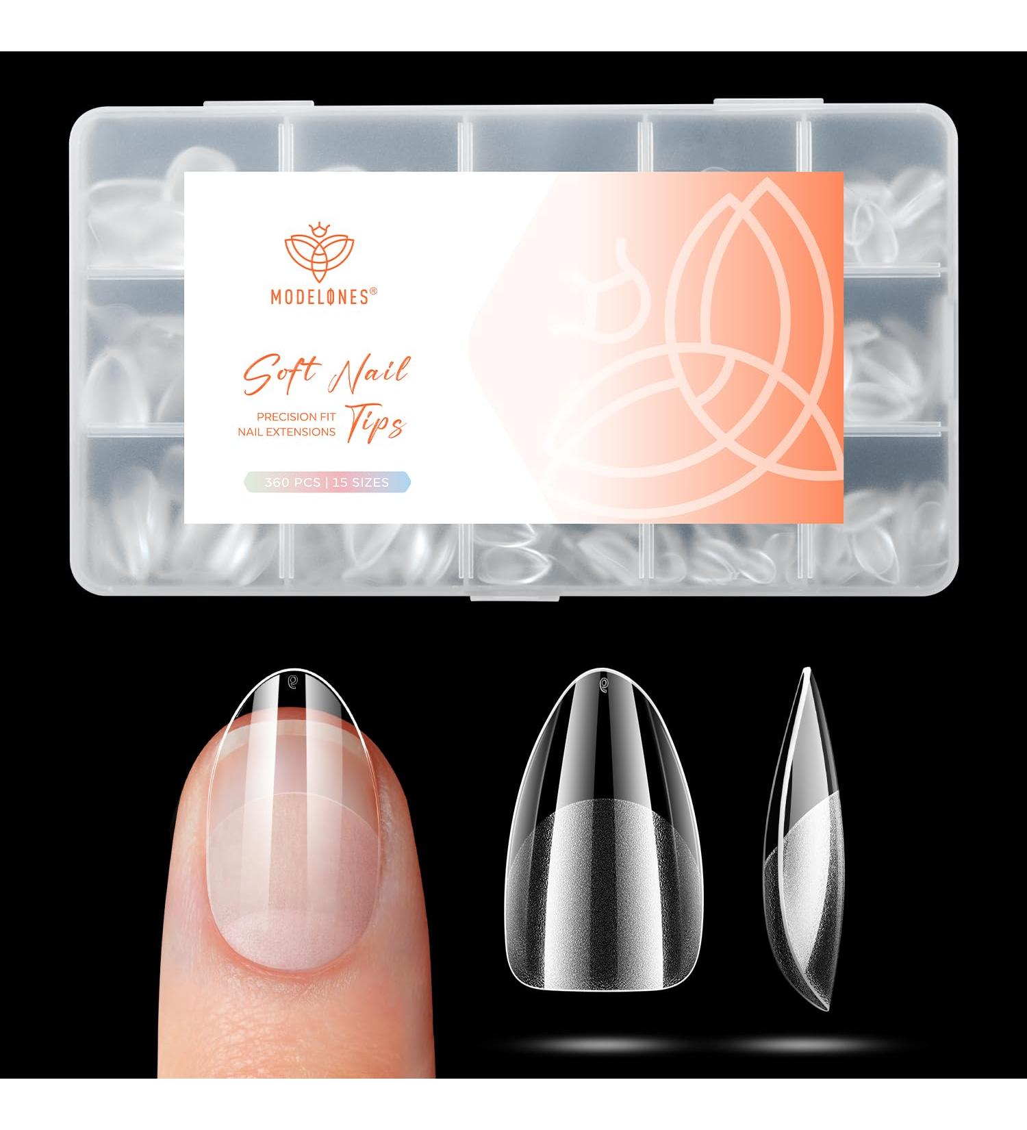  Modelones Modelones 360-Piece False Nail Set - Full Cover - Soft Gel - PMMA Resin - Glue-On - DIY - Size XS - Almond - Buy Online on GoSupps.com