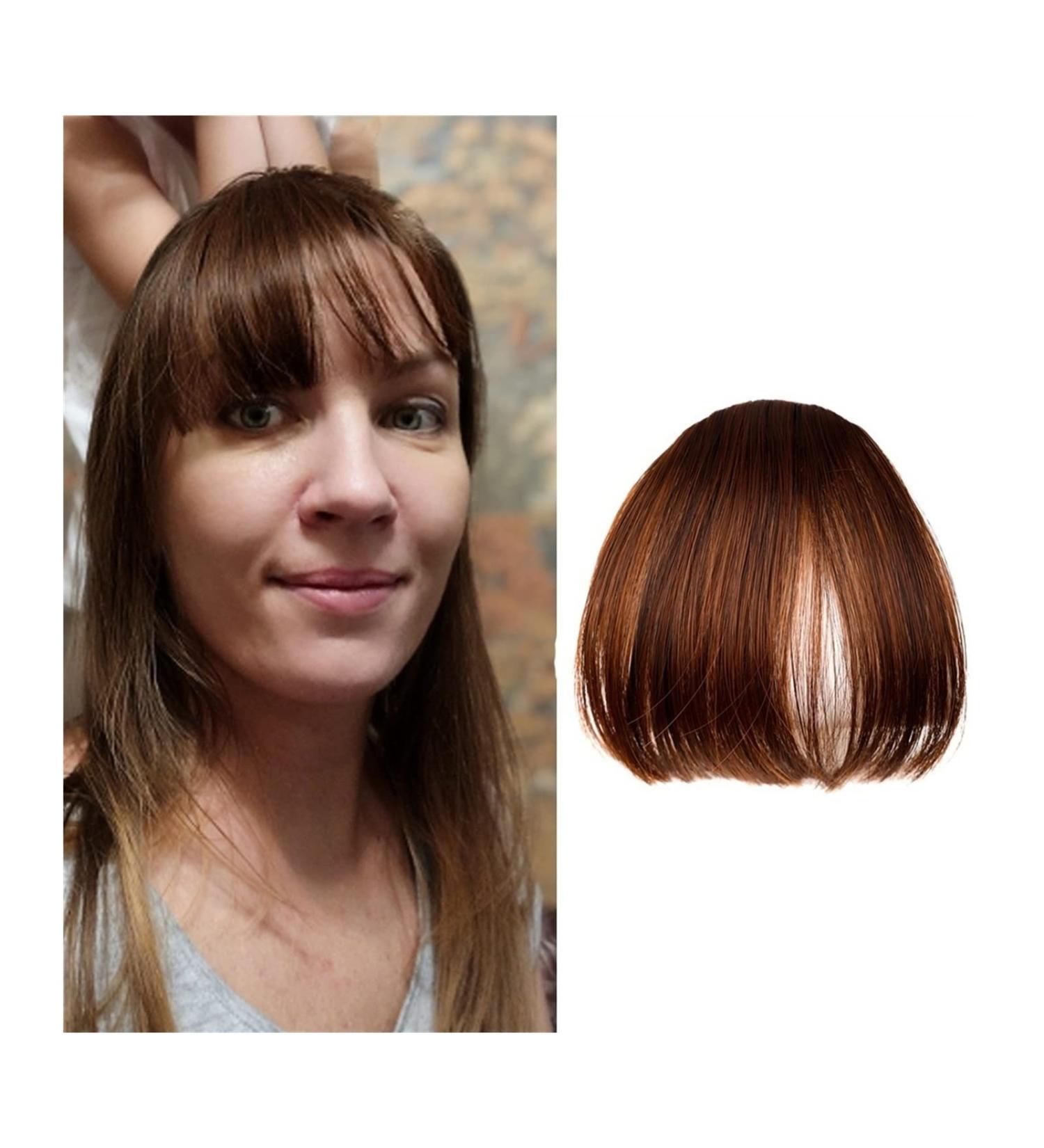 Bangs Clip in Bangs Fake Invisible Synthetic Bangs Front Fringes One Piece Straight Clip in Hair pieces Hair Extensions 3D-neat Flat Air Bangs Fake Hair Accessories for Women Curved Bangs for Daily 2 pcs K20 2M30# - Buy Online on GoSupps.com