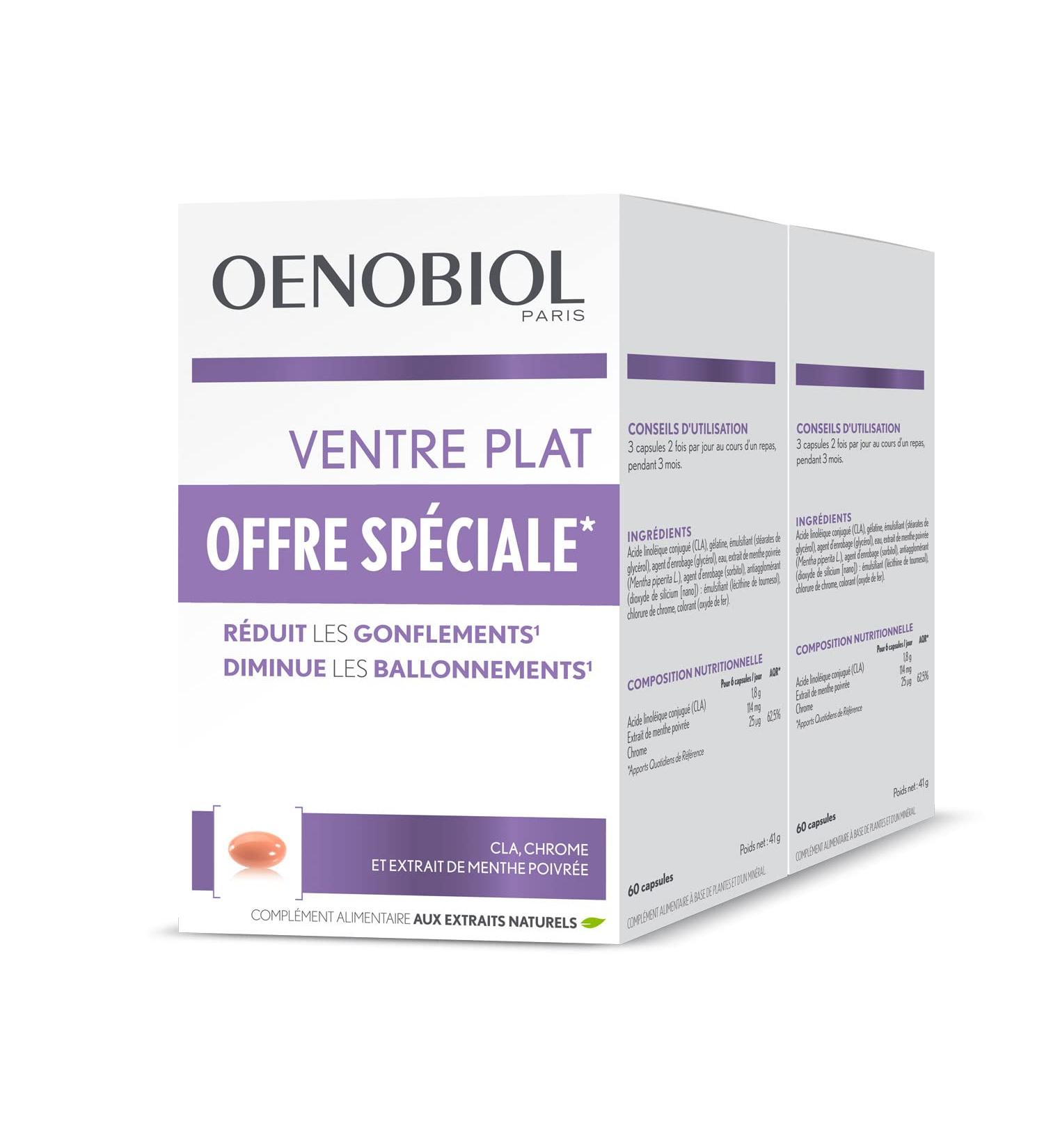 OENOBIOL - Dietary Supplements - Slimming - Flat Stomach - Reduces Swelling(1) - Reduces Bloating (1) - 2 Month Program - Pack of 2 Boxes of 60 Capsules - Buy Online on GoSupps.com