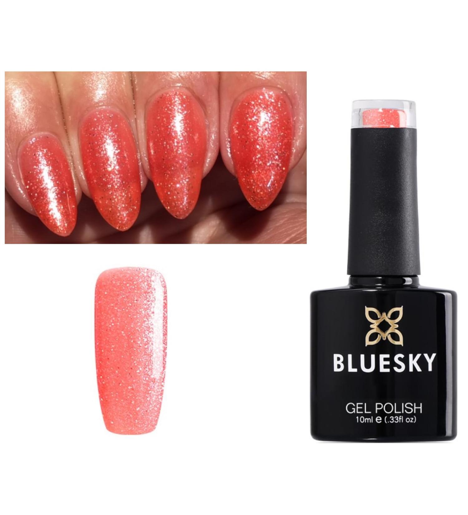 Bluesky Nail Gel Polish Coral Peach Shimmer with Fine Silver Glitter 80620 Sparks Fly UV LED Soak Off 10ml - Buy Online on GoSupps.com