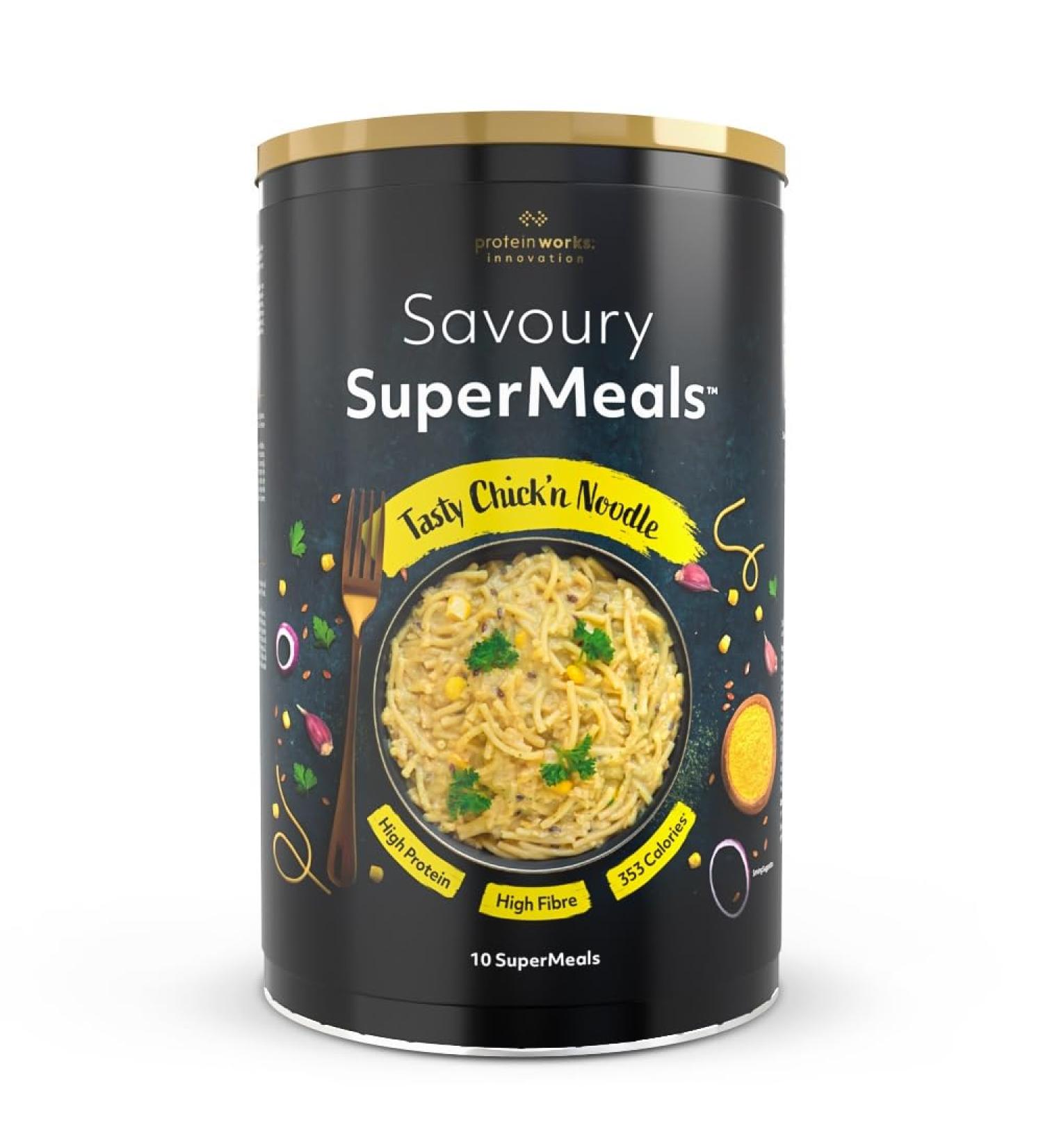 The Protein Works Savoury SuperMeals Vegan & High Protein 900g - Tasty Chick n Noodle | 10 Meals with 26 Vitamins and Minerals - Buy Online on GoSupps.com