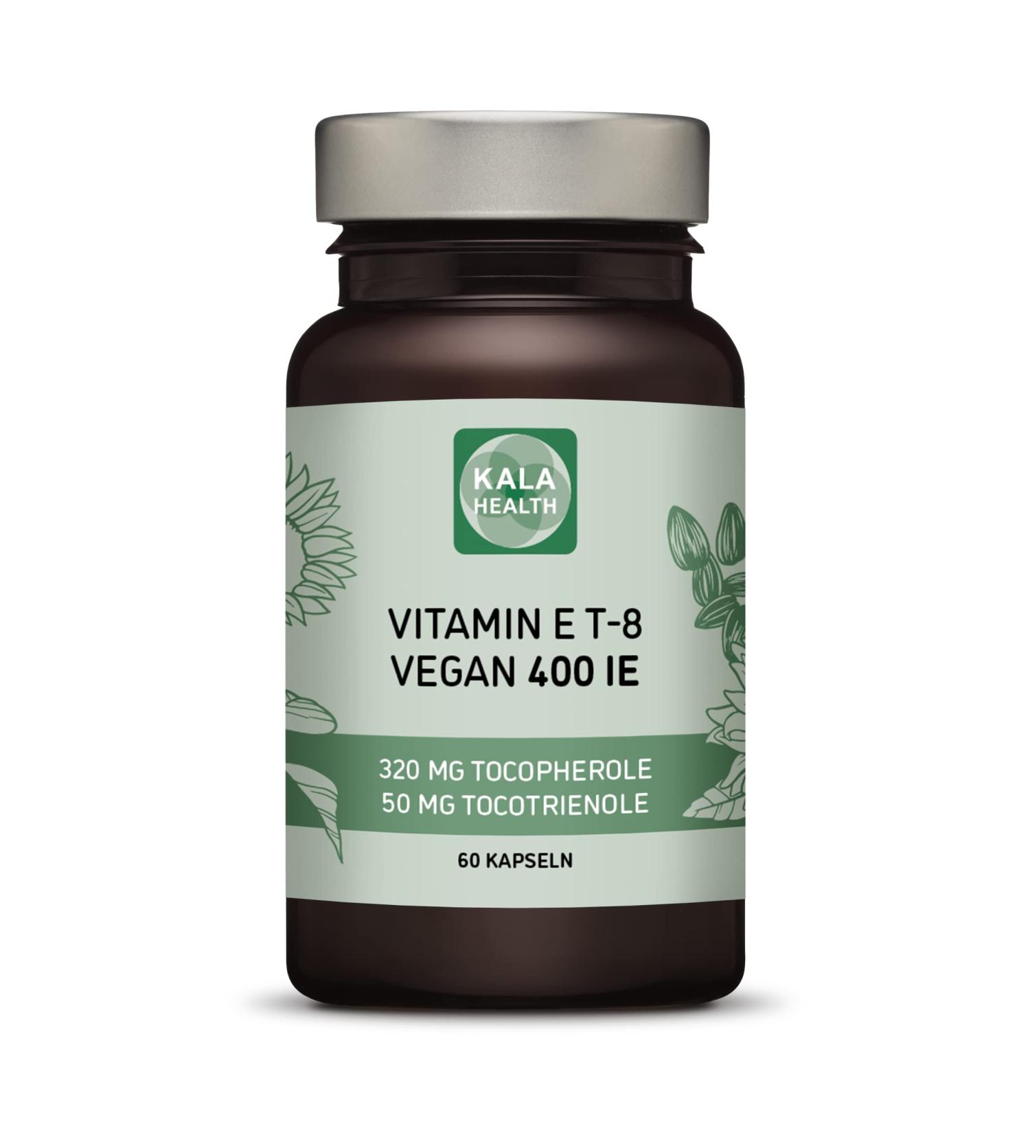 Kala Health Vitamin E 400 Ie vegan - all 8 alpha + beta + gamma + delta Tocotrienol and Alpha + Beta + Gamma + Delta Tocopherol - Vitamin E Tocopherol and Tocotrienol capsules 60