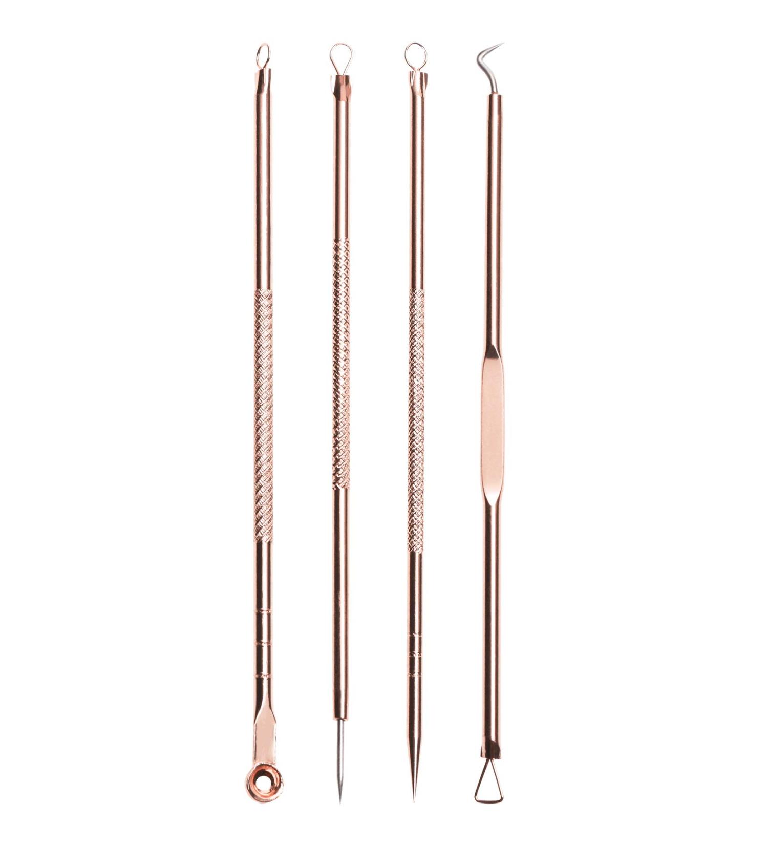 ONLYKXY Rose Gold 4pcs Blackhead Comedone Remover Set for Face Skin Care - Buy Online on GoSupps.com