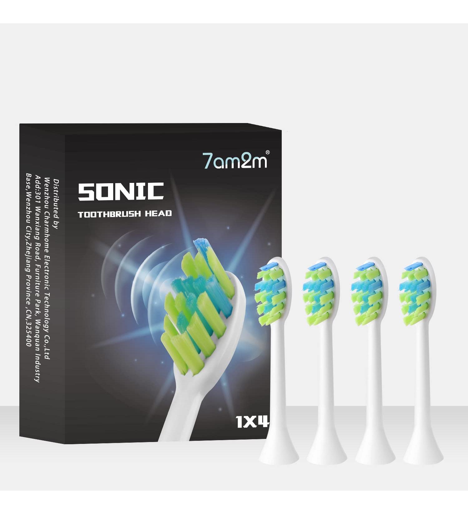 7am2m AM101/AM105 Electric Toothbrush Replacement Brush Heads x 4 - Compatible with 7am2m Electric Toothbrush (White) - Buy Online on GoSupps.com