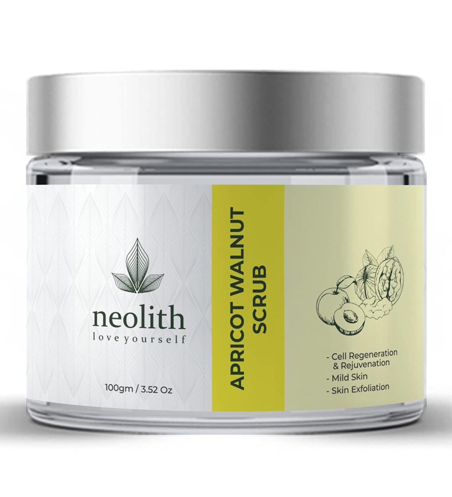 Neolith Neolith Apricot Kernel Facial Scrub with Vitamin E and Almond Oil (100g) for Skin Detox Gentle Exfoliation and Tan Removal | Eliminates whiteheads and blackheads brightens skin and removes excess sebum - Buy Online on GoSupps.com