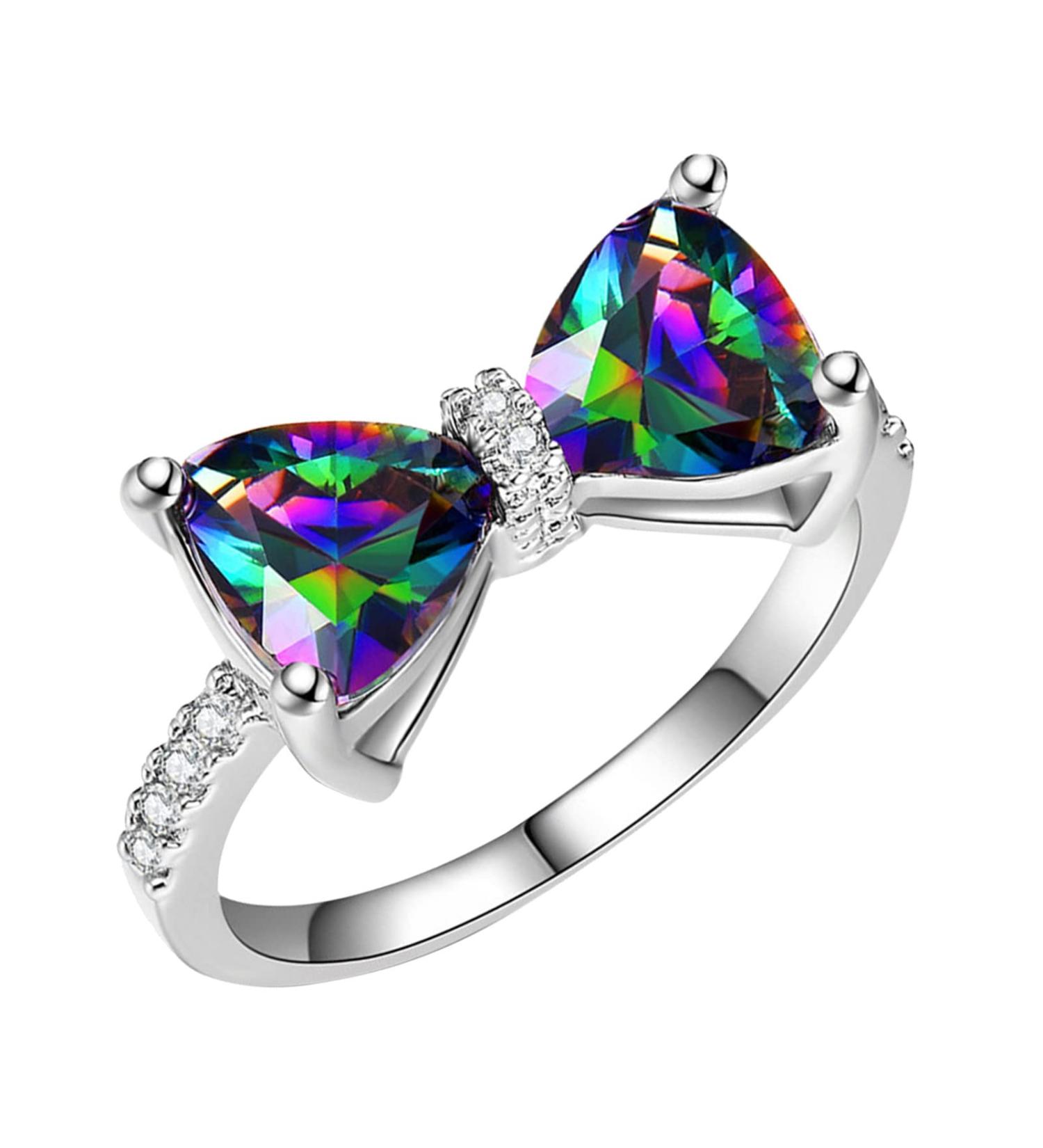 2023 New Butterfly Diamond Rings Personality Gift's Women's Fashion Rings Creative Rings Negativity Rings That Break (A, 8) A 8