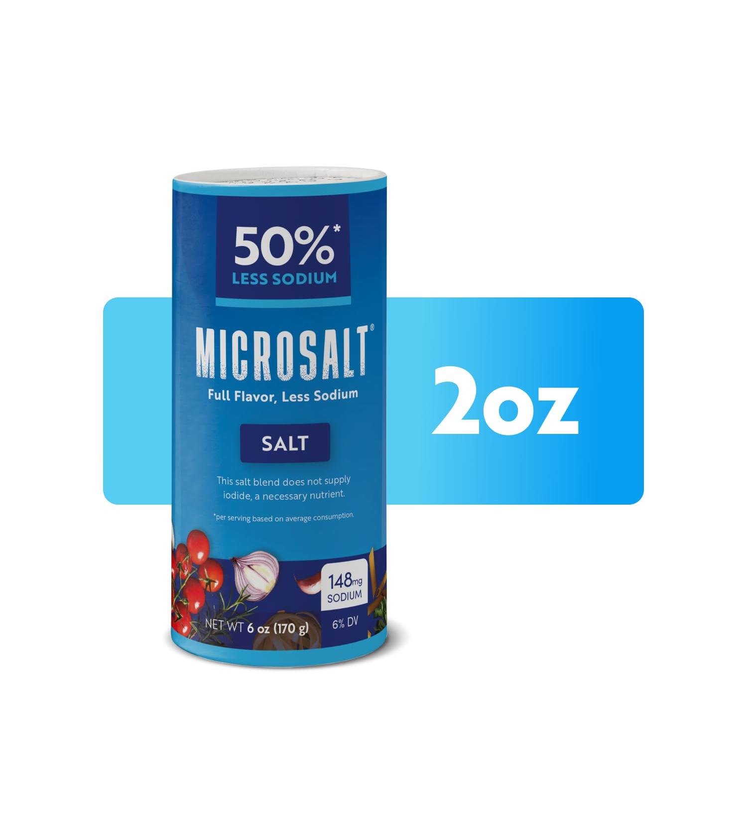 Microsalt 40% Less Sodium Salt Regular Salt Substitute Seasoning Salt for Snacks Full Flavor Less Sodium (2 x 60 g.) - Buy Online on GoSupps.com