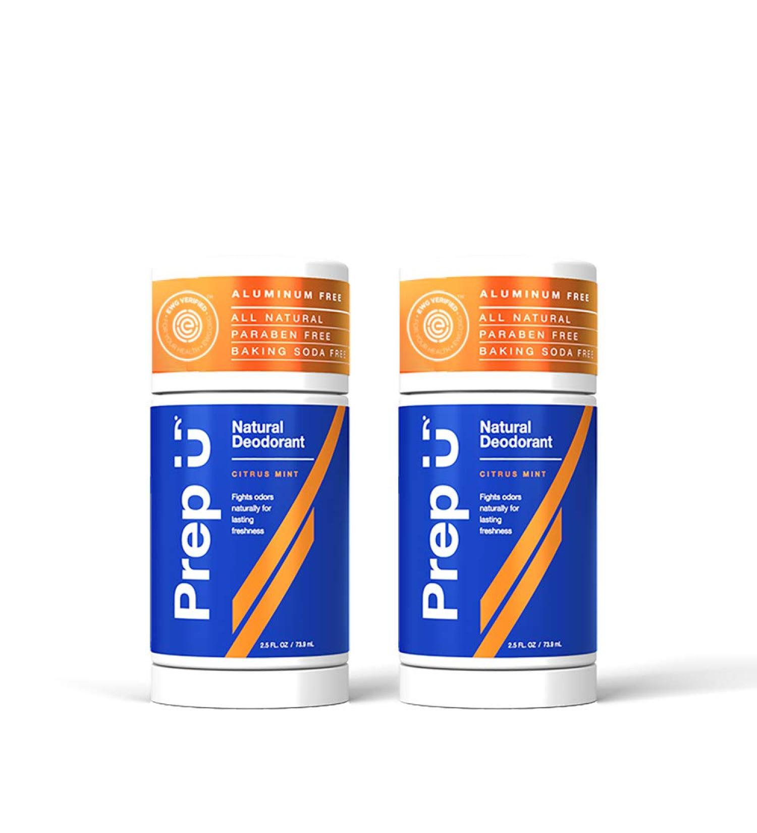 Prep U Natural Deodorant for Boys, Teens, and Men - EWG Verified, Vegan, Fresh Citrus Mint Scent - 2.5 Fl Oz (2 Pack) - Buy Online on GoSupps.com