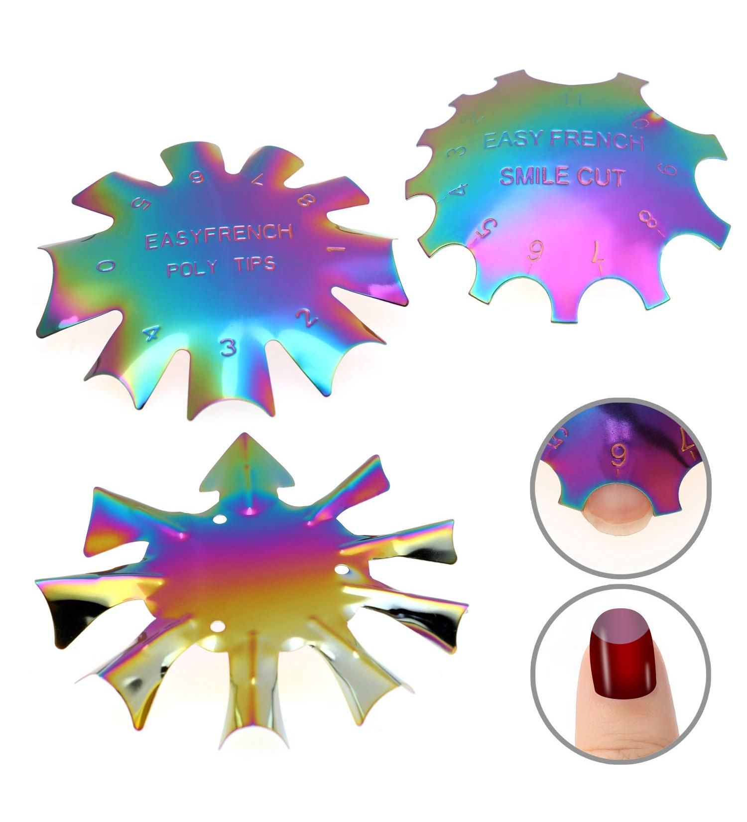MWoot 3-Piece Edge Trimmer Tool Set | Colorful French Smile Line Stencils for Acrylic & Gel Modeling - International Shipping Available - Buy Online on GoSupps.com