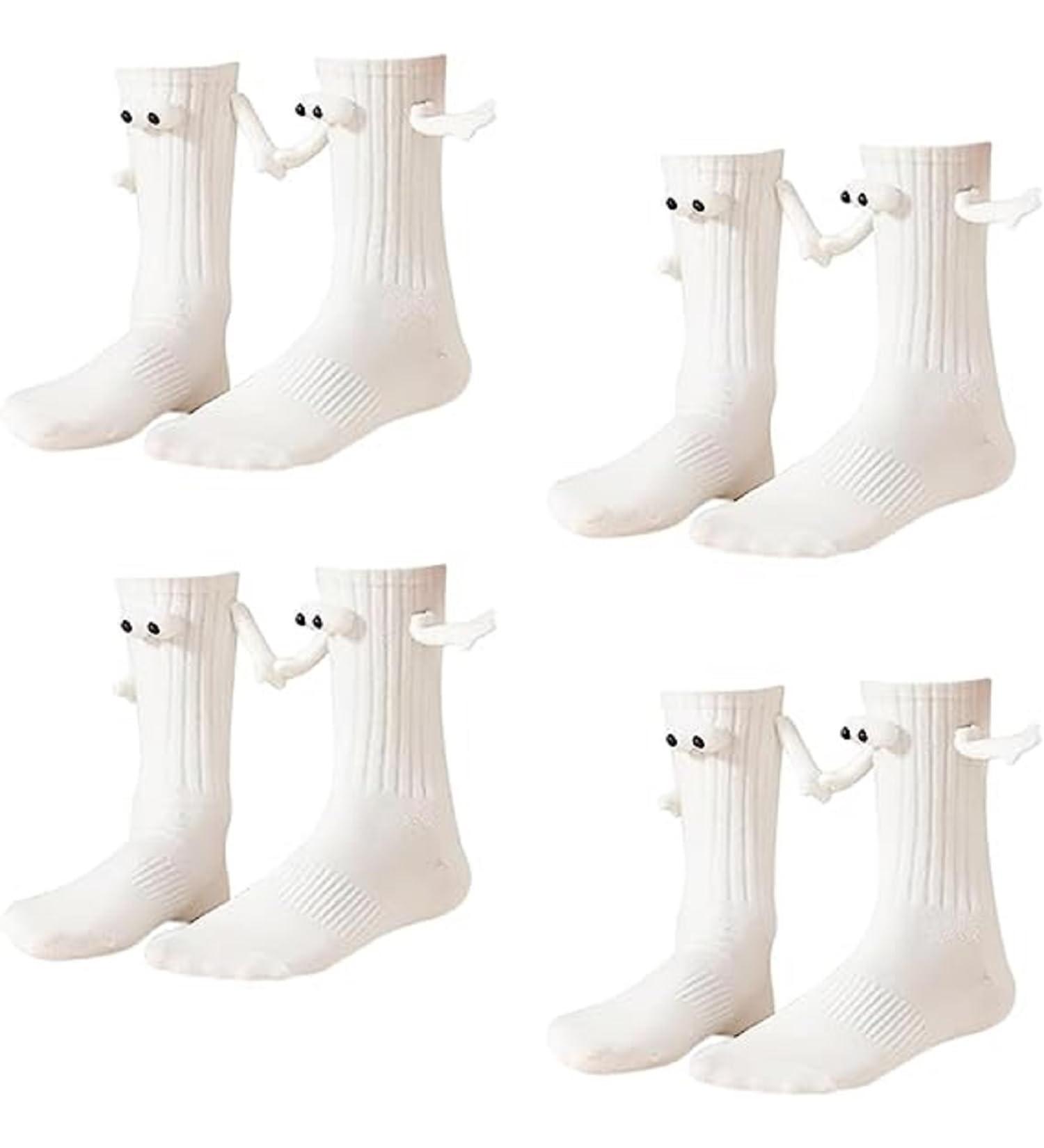 MUTYNE Magnetic Hand-Holding Socks - Funny 3D Couple Socks for Women Men | White - One Size Fits All - Buy Online on GoSupps.com