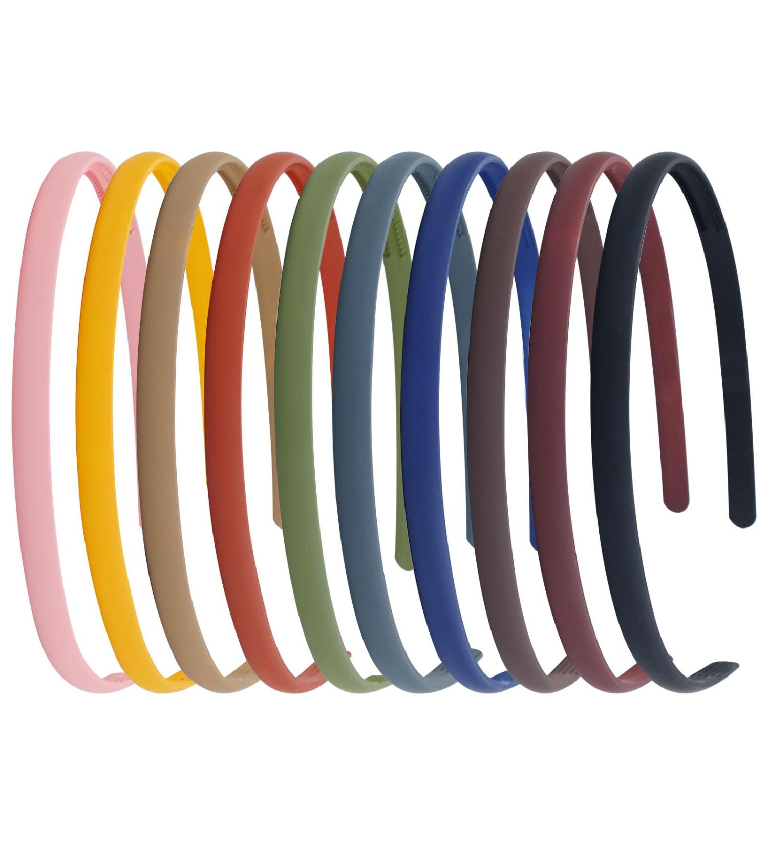 Dizila 10 Pieces Wide 0.8cm/0.3" Solid Plain Blank Thin Matte Plastic Headbands with Teeth DIY Craft Sports Hair Bands Accessories for Women Men Girls Teens Kids - Buy Online on GoSupps.com