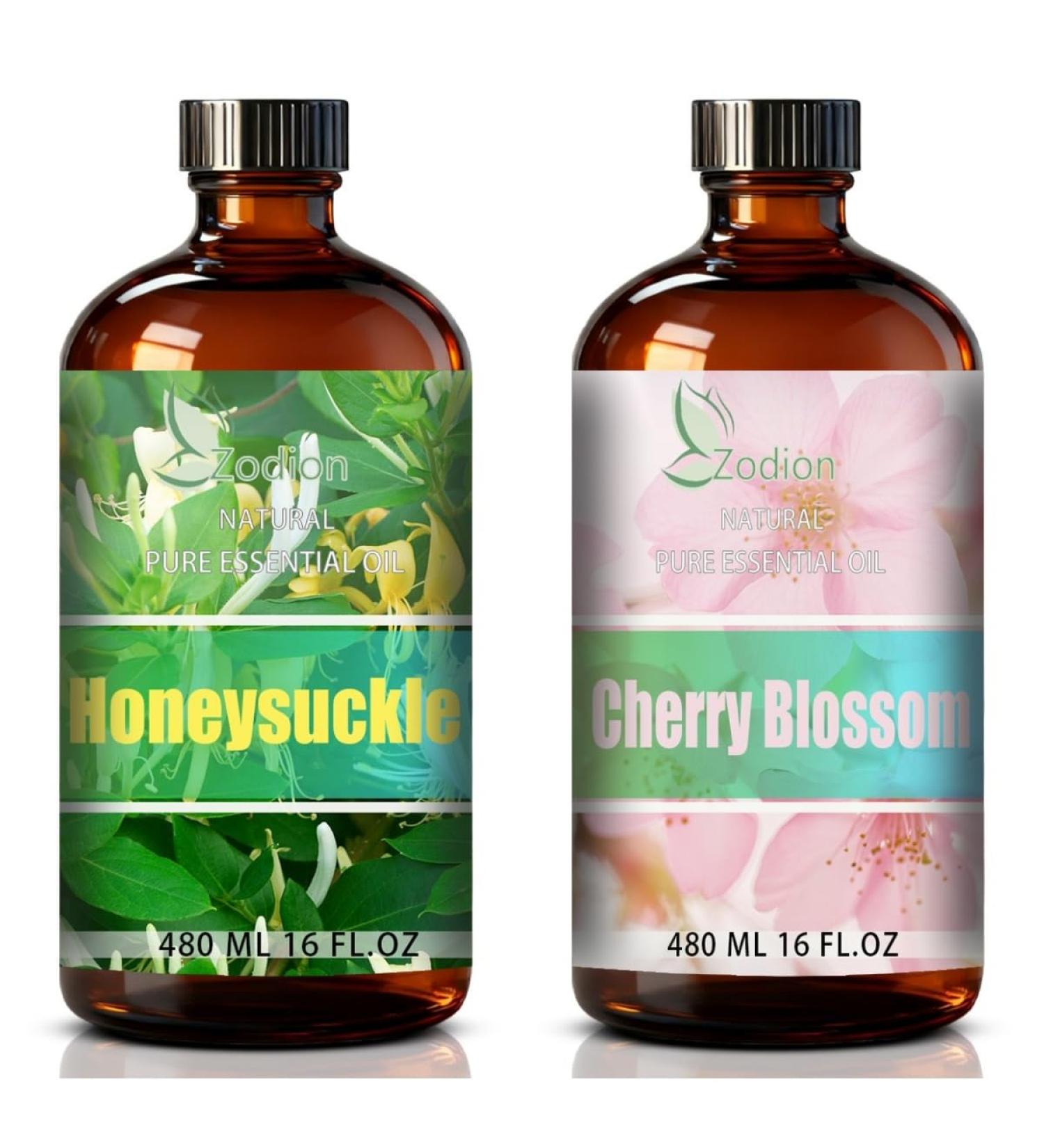 Cherry Blossom Essential Oil and Honeysuckle Essential Oil 16 Fl Oz - Cherry Blossom & Honeysuckle Oil for Diffuser Aromatherapy Home Fragrance Skin & Hair Care DIY Candle & Soap Making Yoga - Buy Online on GoSupps.com