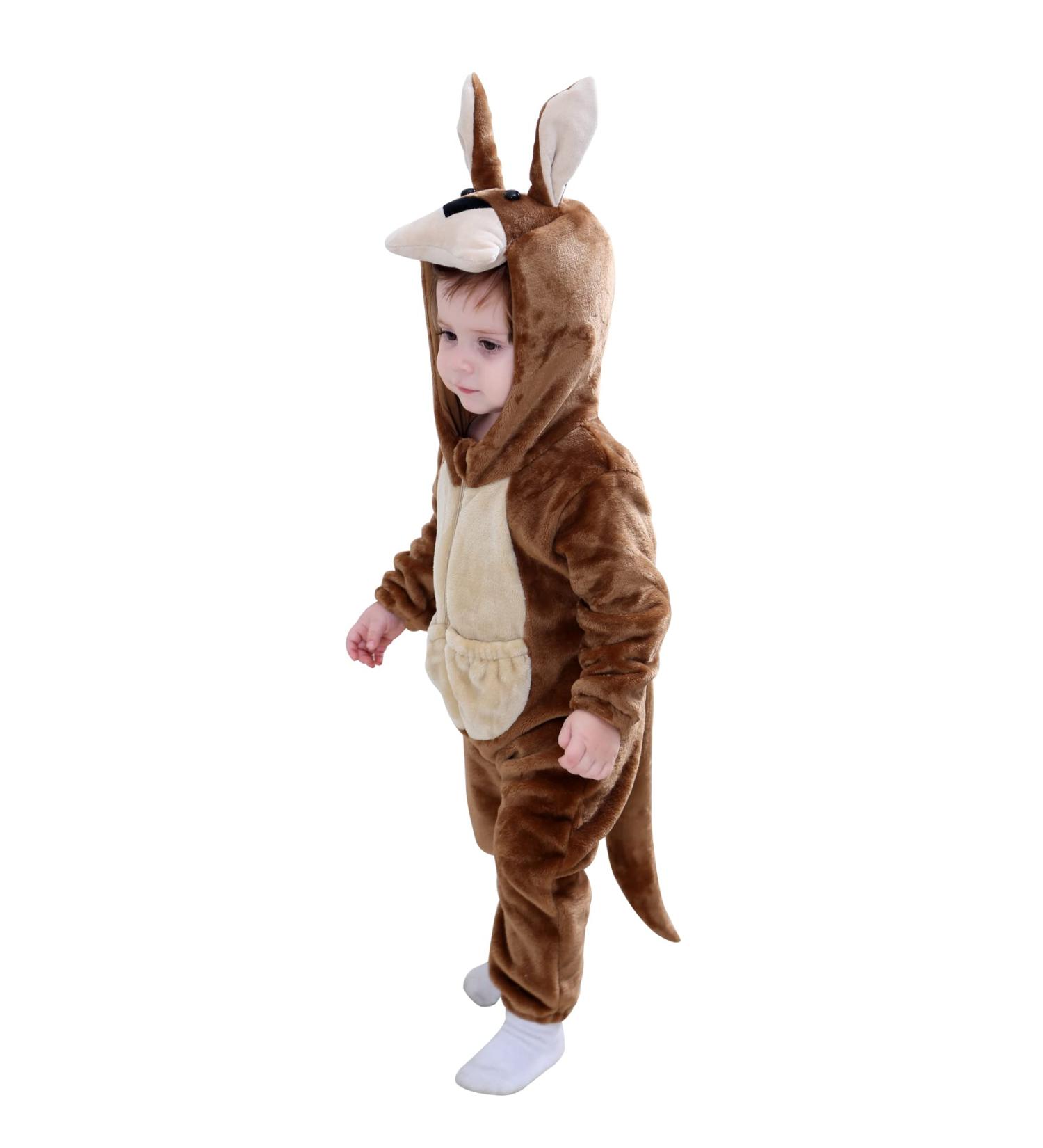 Doladola Unisex Baby Kangaroo Hooded Romper | Infant's Jumpsuit Pajama 0-3 Months - Buy Online on GoSupps.com