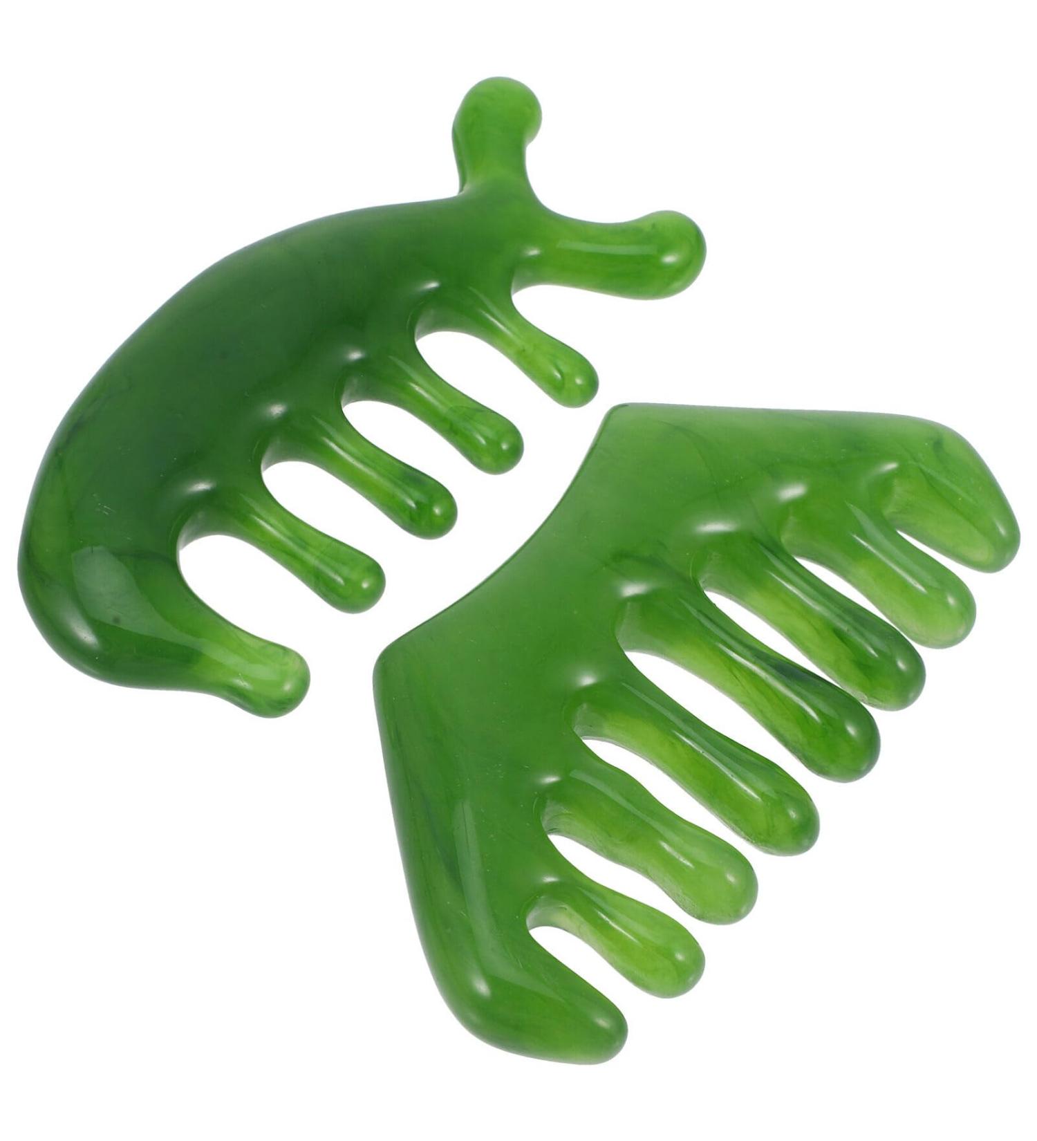 Minkissy Jade Scalp Massage Comb | Natural Wide Tooth Gua Sha Comb for Hair Growth & Antistatic Head Massage Device - Buy Online on GoSupps.com
