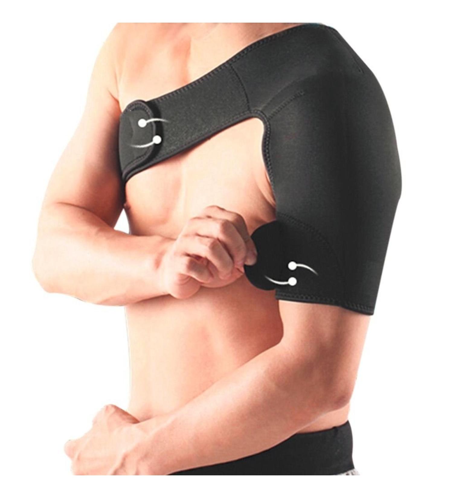 tesrgre Shoulder Support Brace Back Guard Strap Wrap Belt Band Pads Single Shoulder Adjustable Breathable Sports Care Guard Protect left shoulder support black - Buy Online on GoSupps.com