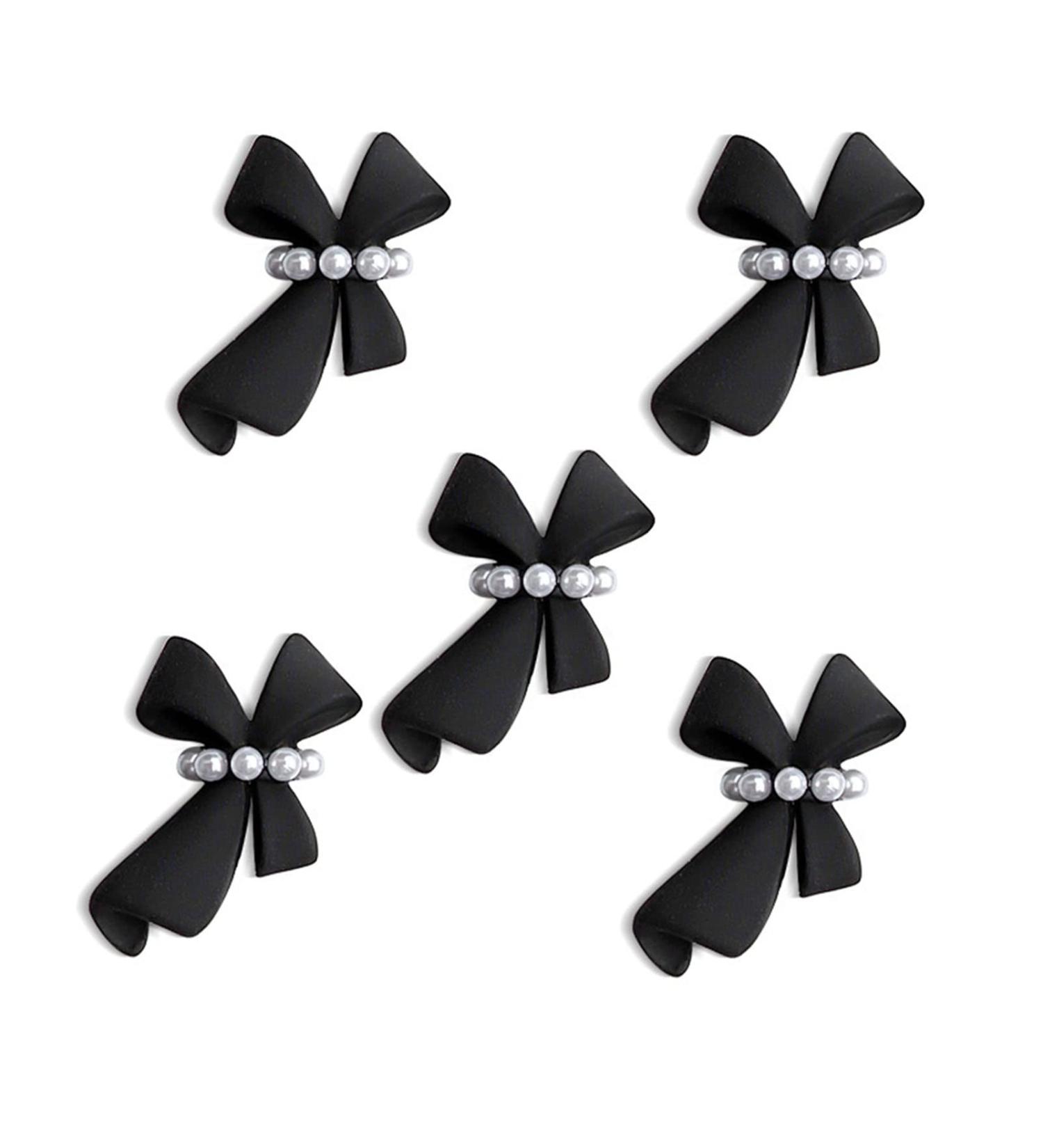 cdar Nail Charms Wide Application Eye-catching Decorative 3D Bow-Knot Nail Art Tips Ornaments Gift for Girl Black