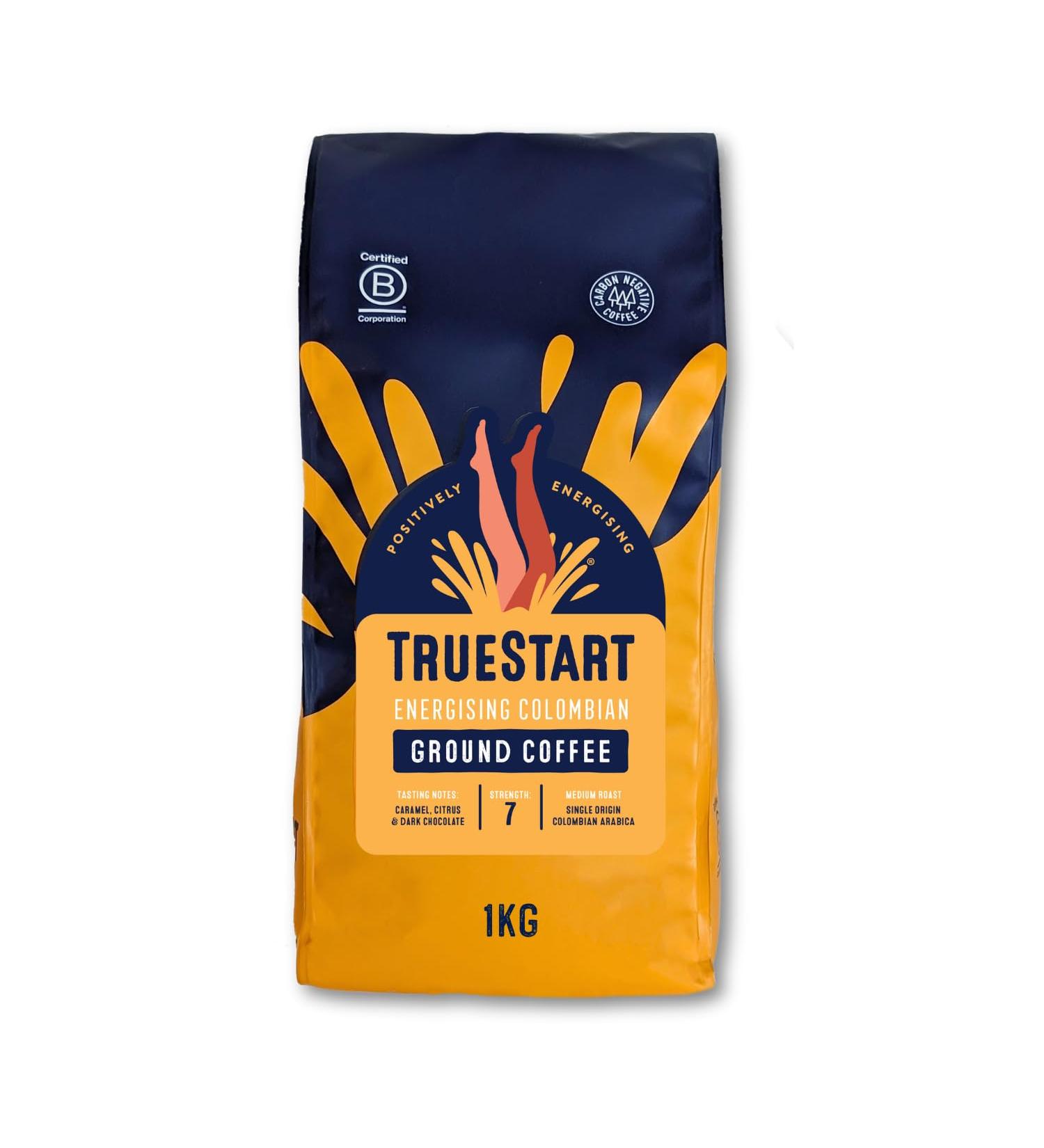  TRUESTART TrueStart Colombian Energizing Coffee 1kg Ground for V60 Aeropress Coffee Single Origin Arabica Freshly Roasted by Hand Medium Roast - Buy Online on GoSupps.com