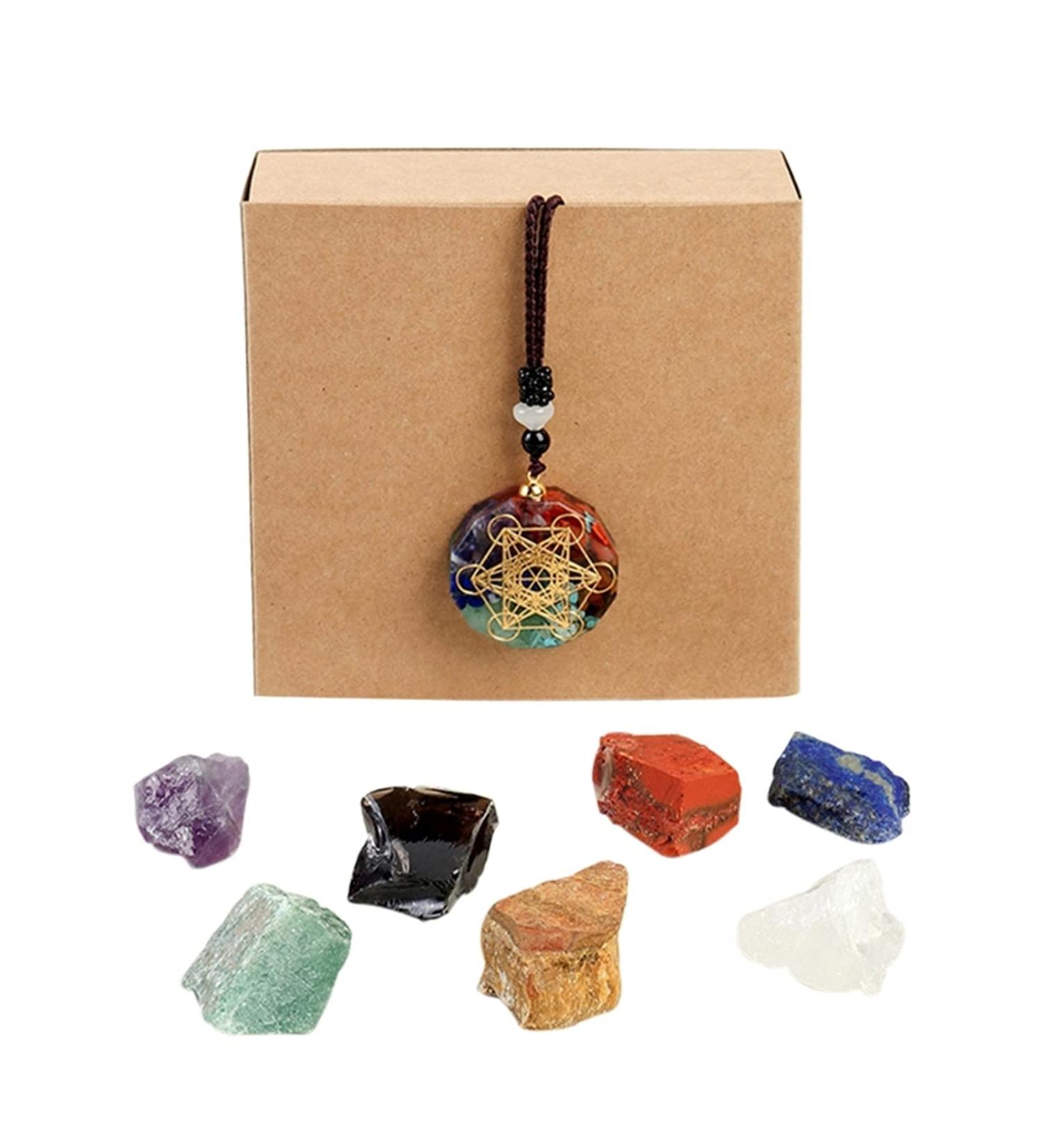 Natural Crystal Rough 7pc Chakra Stones and Crystals Healing Set Natural Raw Quartz Rough Rock Stones Crystal for Worry Anxiety Stress Relief - Buy Online on GoSupps.com