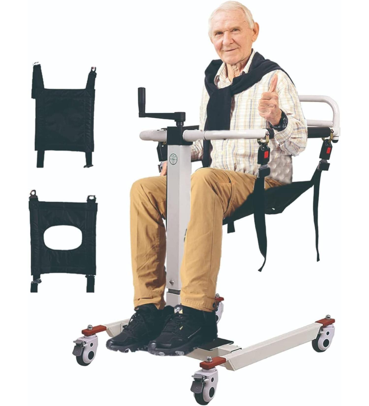 Portable Patient Lift Patient Lifts Multifunctional Patient Transfer Lift for Disabled Elderly with Padded Seat with Wheels Adjustable Height - Buy Online on GoSupps.com