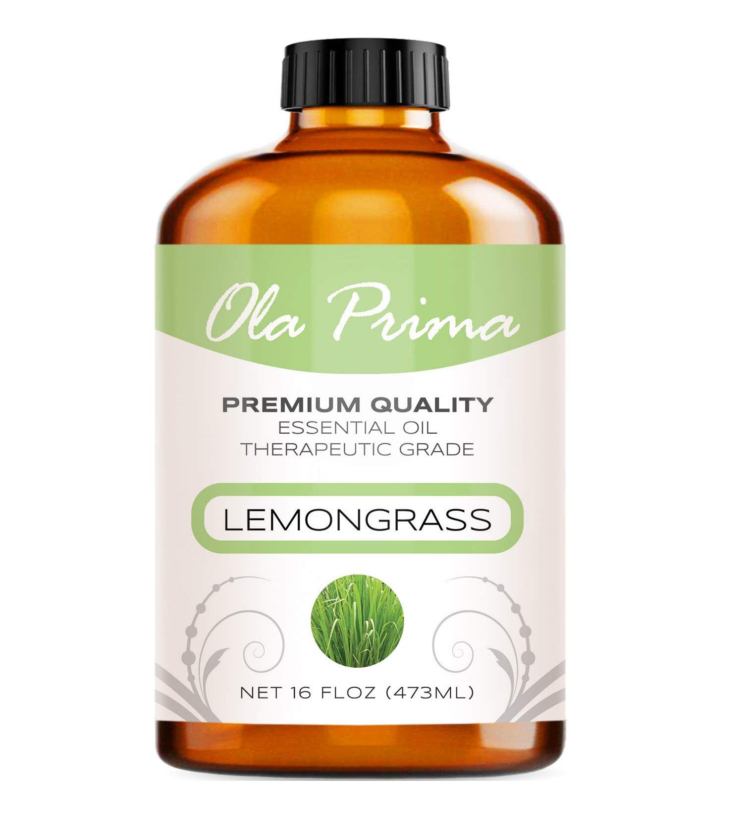 Ola Prima Lemongrass Essential Oil 16 oz - 100% Pure and Natural - Large 16 fl oz Bottle - Buy Online on GoSupps.com
