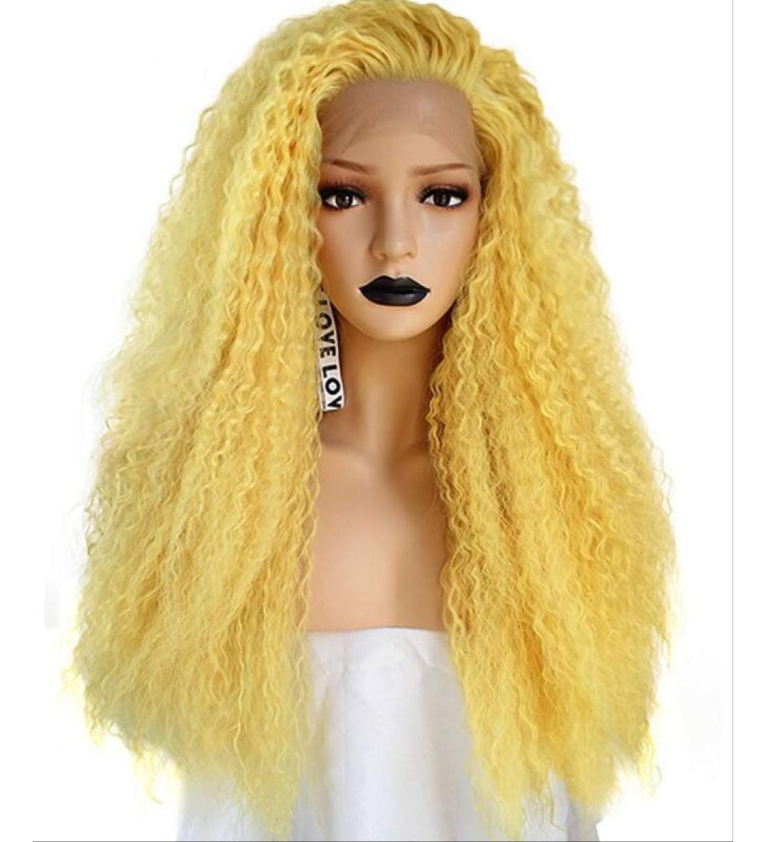 DIDADA 24 Lace Front Wig - Long Curly Red Pink Orange Yellow Blonde Mix - Synthetic Fiber for Women - International Shipping Available - Buy Online on GoSupps.com