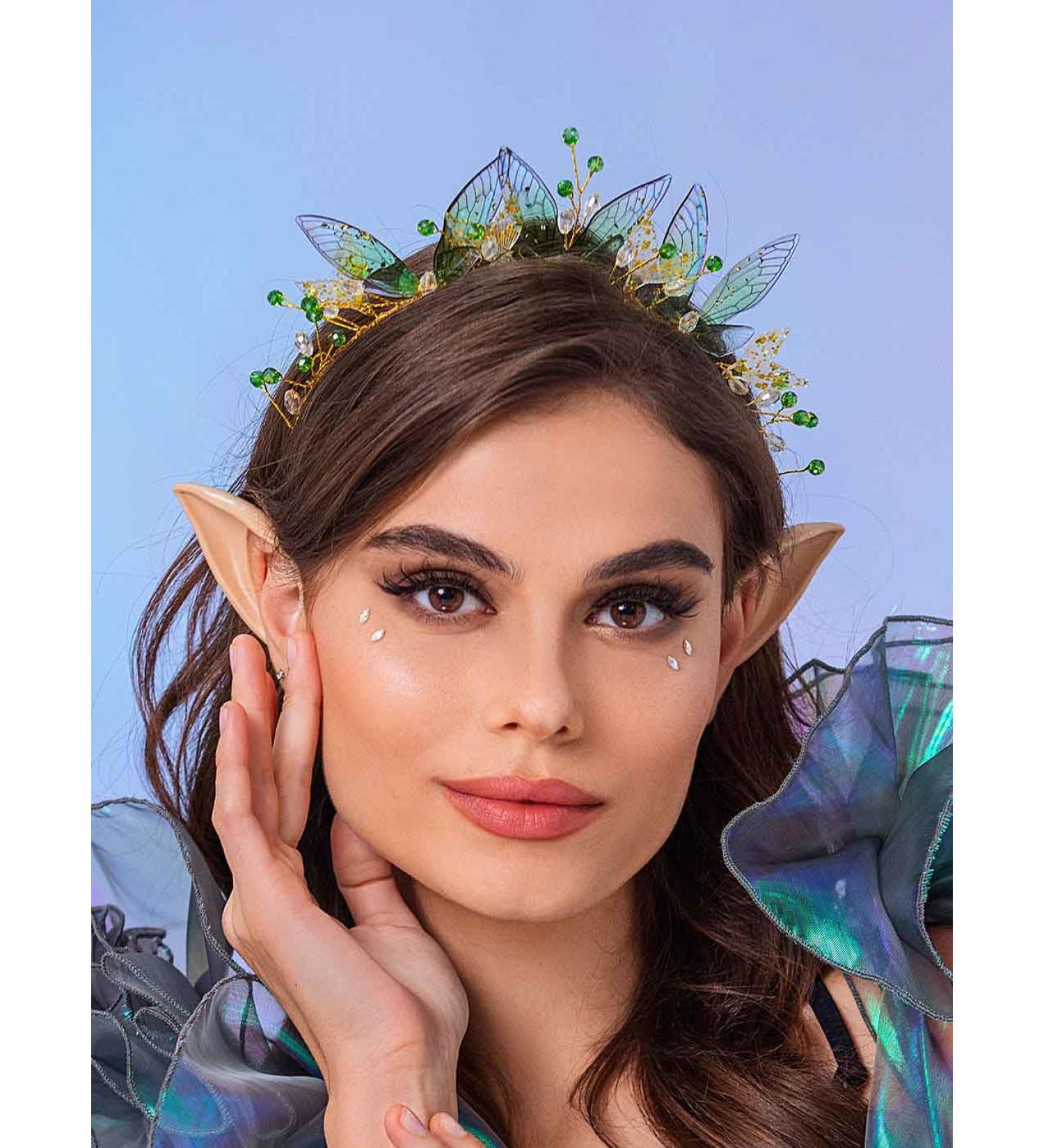 IYOU Butterfly Wedding Headband Green Crystal Fairy Hair Bands Rhinestone Elf Bridal Hair Accessories for Women and Girls - Buy Online on GoSupps.com