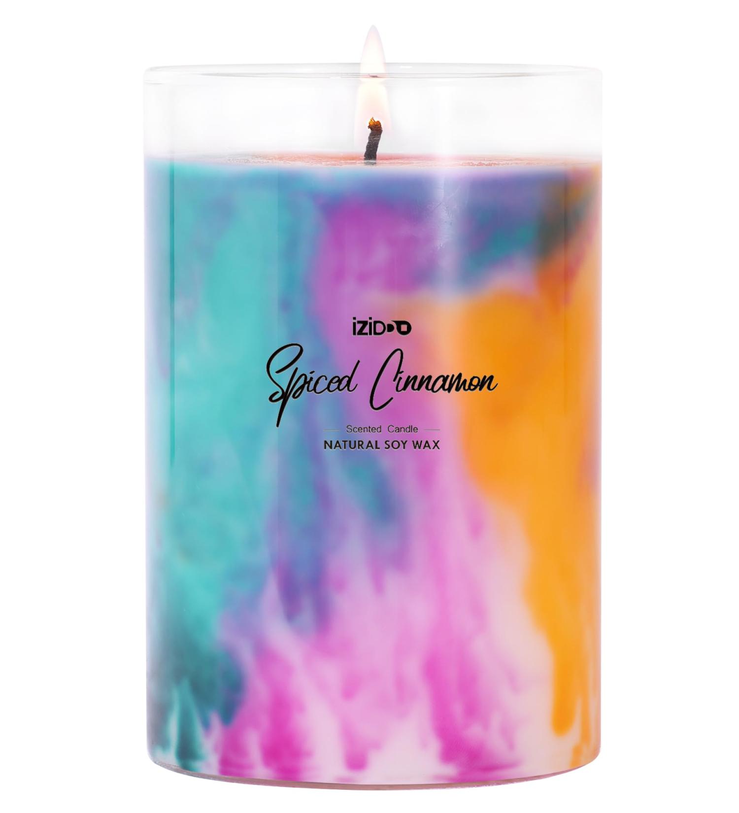 IZIDDO 15oz Cinnamon Aromatherapy Candle - Colourful Scented Candles Long Lasting 90 Hour Burn Perfect Gifts for Home & Special Occasions - Buy Online on GoSupps.com