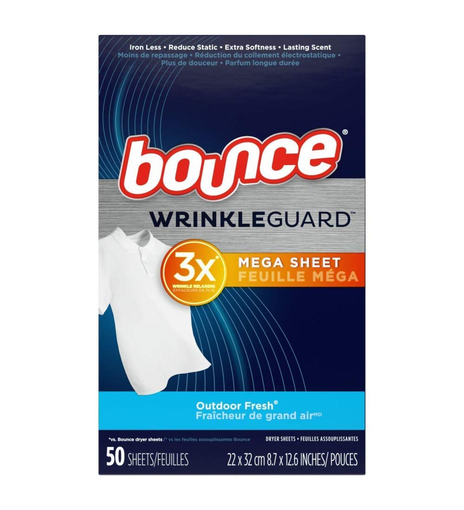 Bounce Wrinkle Guard Dryer Sheets - Outdoor Fresh Scent 50 Sheets | Ultimate Wrinkle Resistant Solution for International Shipping - Buy Online on GoSupps.com
